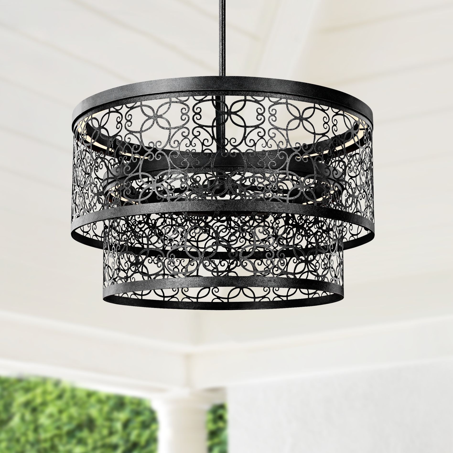 Feiss Arramore 24"W LED Dark Zinc Outdoor Hanging Light