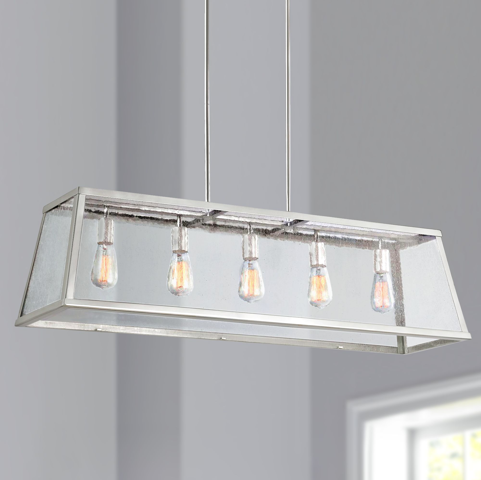 Harrow 44" Wide Polished Nickel Kitchen Island Light Pendant