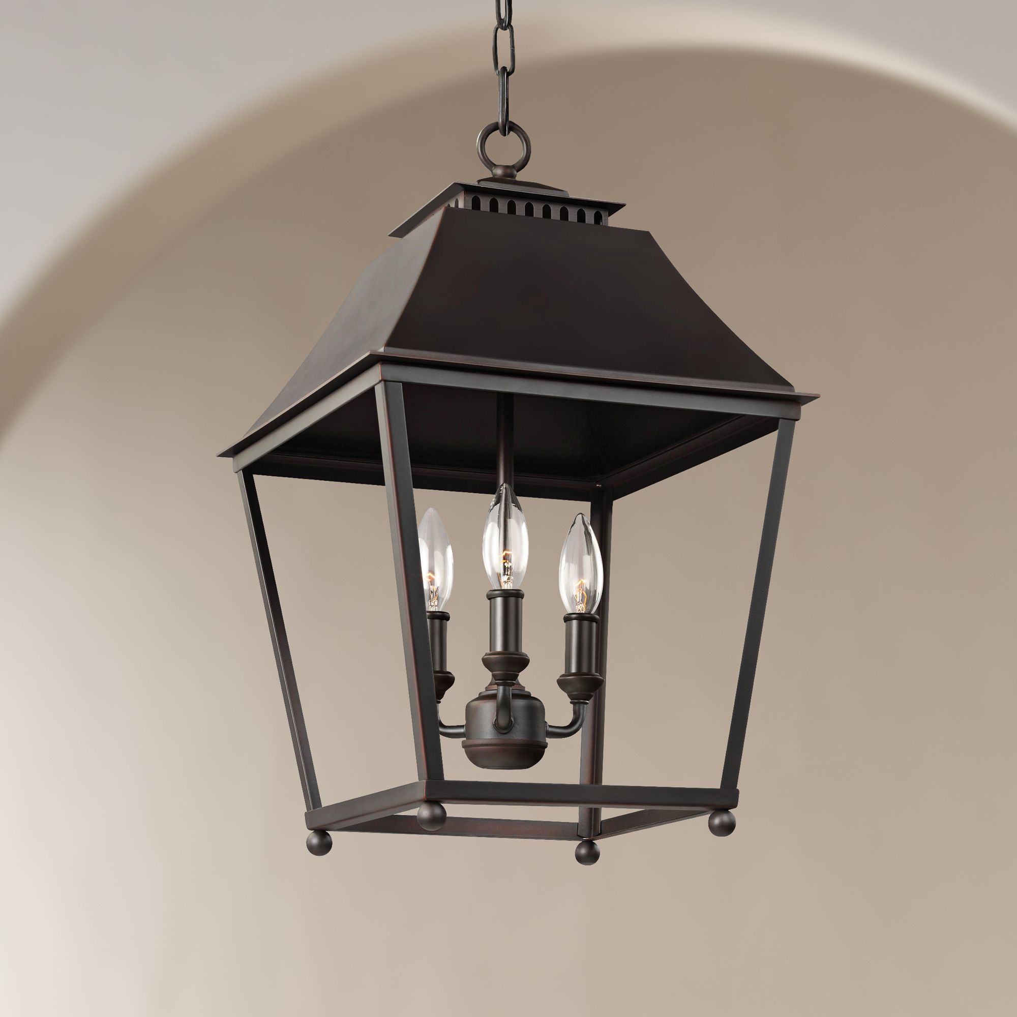 Feiss Galloway 13" Wide Dark Copper 3-Light Pendant Lantern