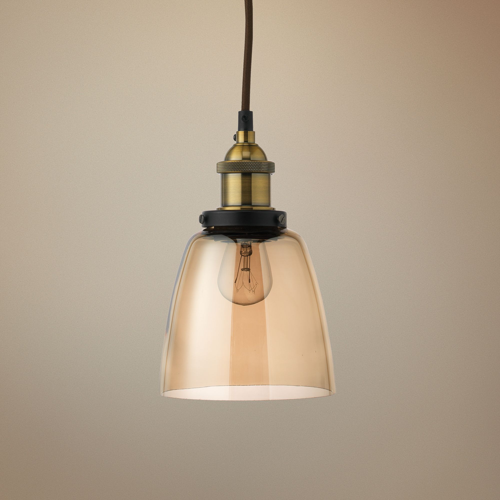 Factory 5 1/2" Wide Brass and Gold Glass Dome Mini Pendant