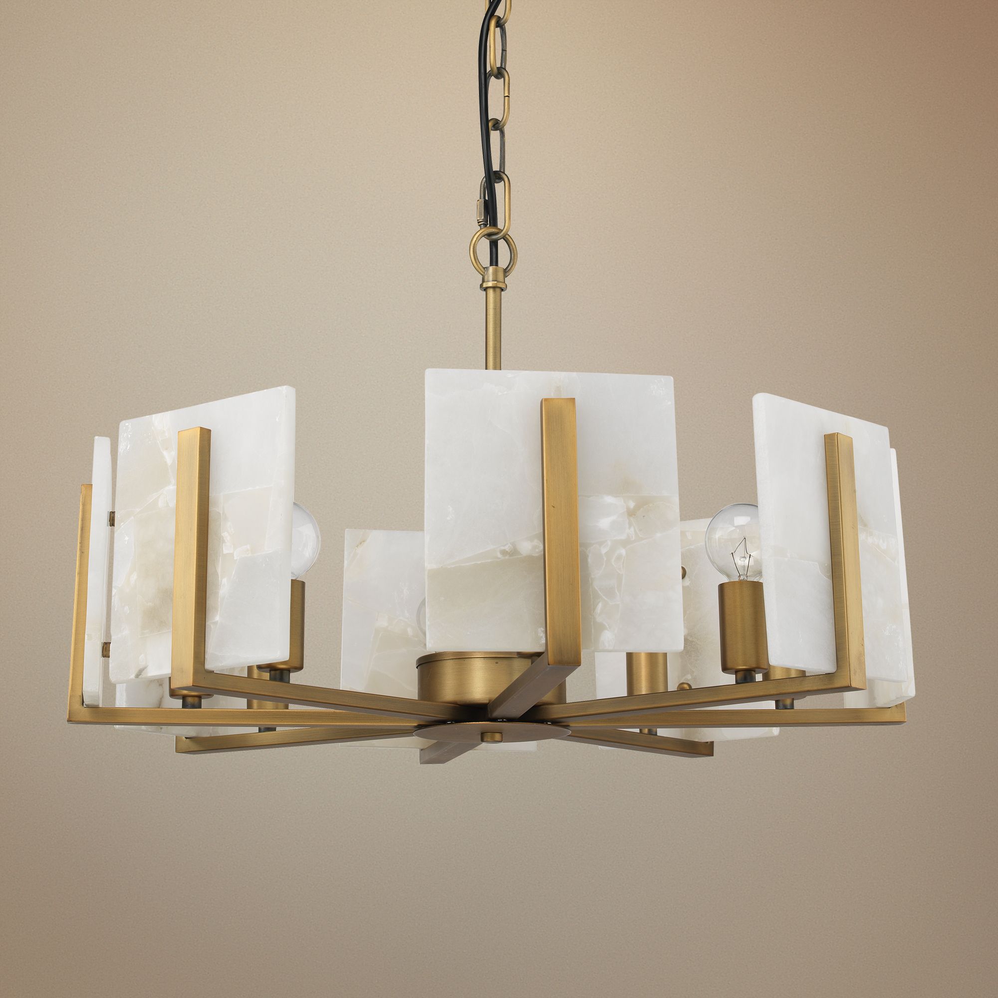 Jamie Young Halo 21" Wide Brass and Alabaster Chandelier