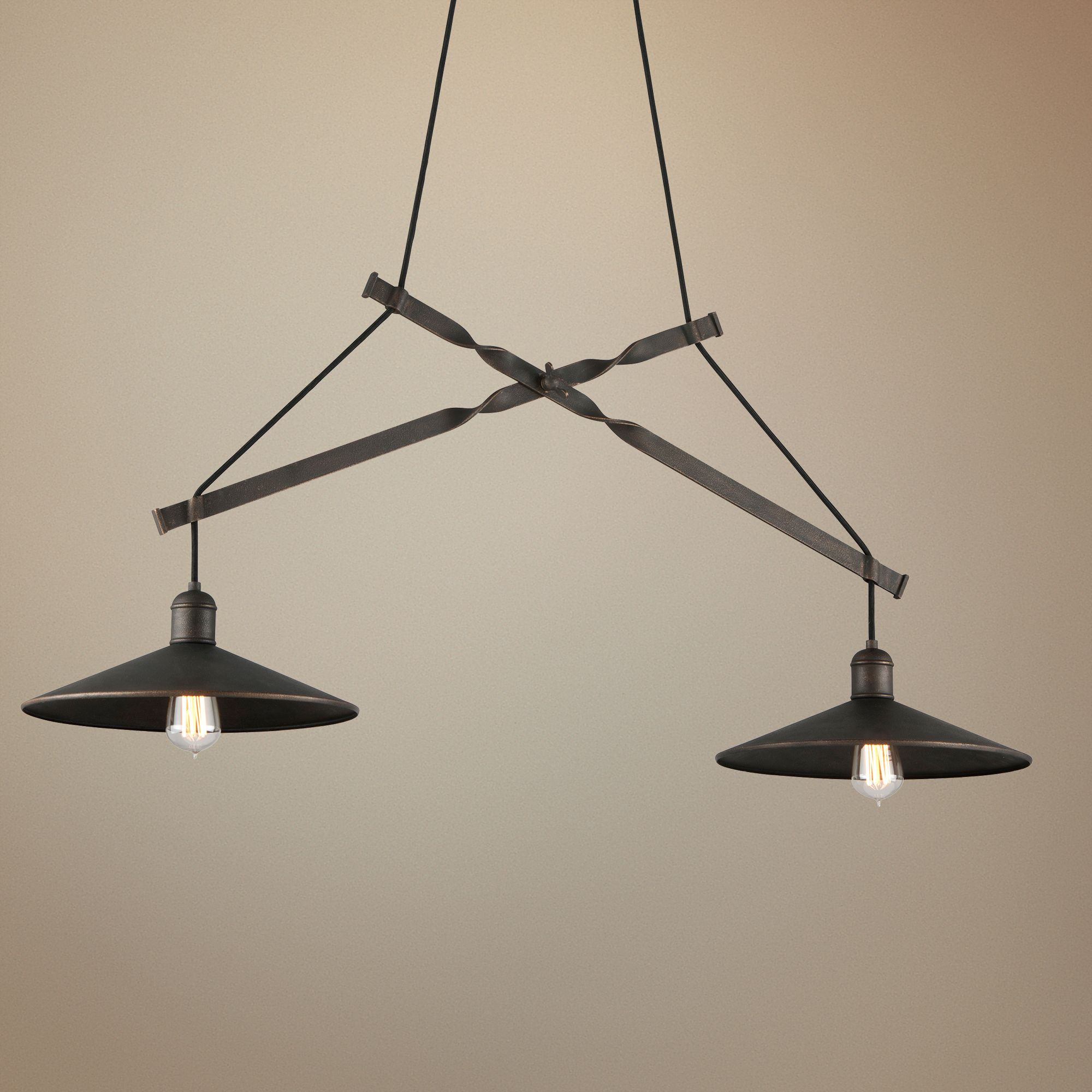 McCoy 46" Wide Vintage Bronze Kitchen Island Light Pendant