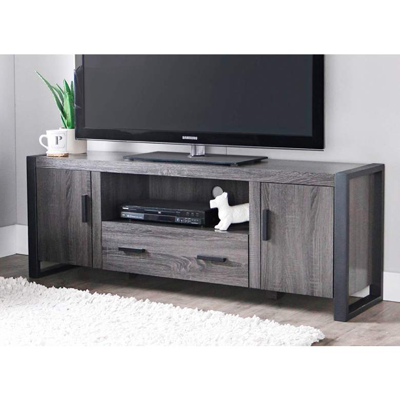 Urban Blend 60&quot; Wide Charcoal Gray Media TV Stand Console