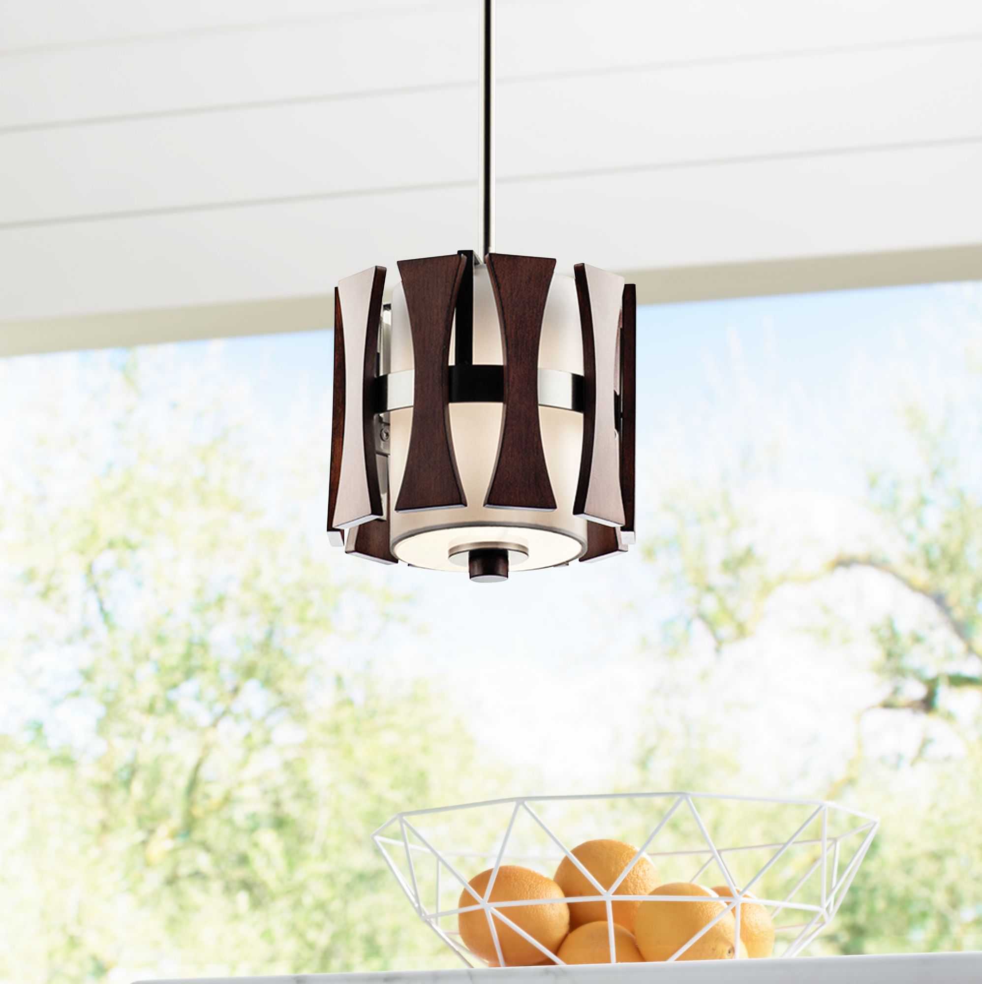 Kichler Cirus 8" Wide Auburn Wood 1-Light Mini Pendant
