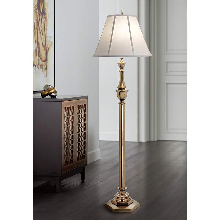 Stiffel Redondo Antique Brass Floor, Antique Brass Floor Lamps With Glass Shades