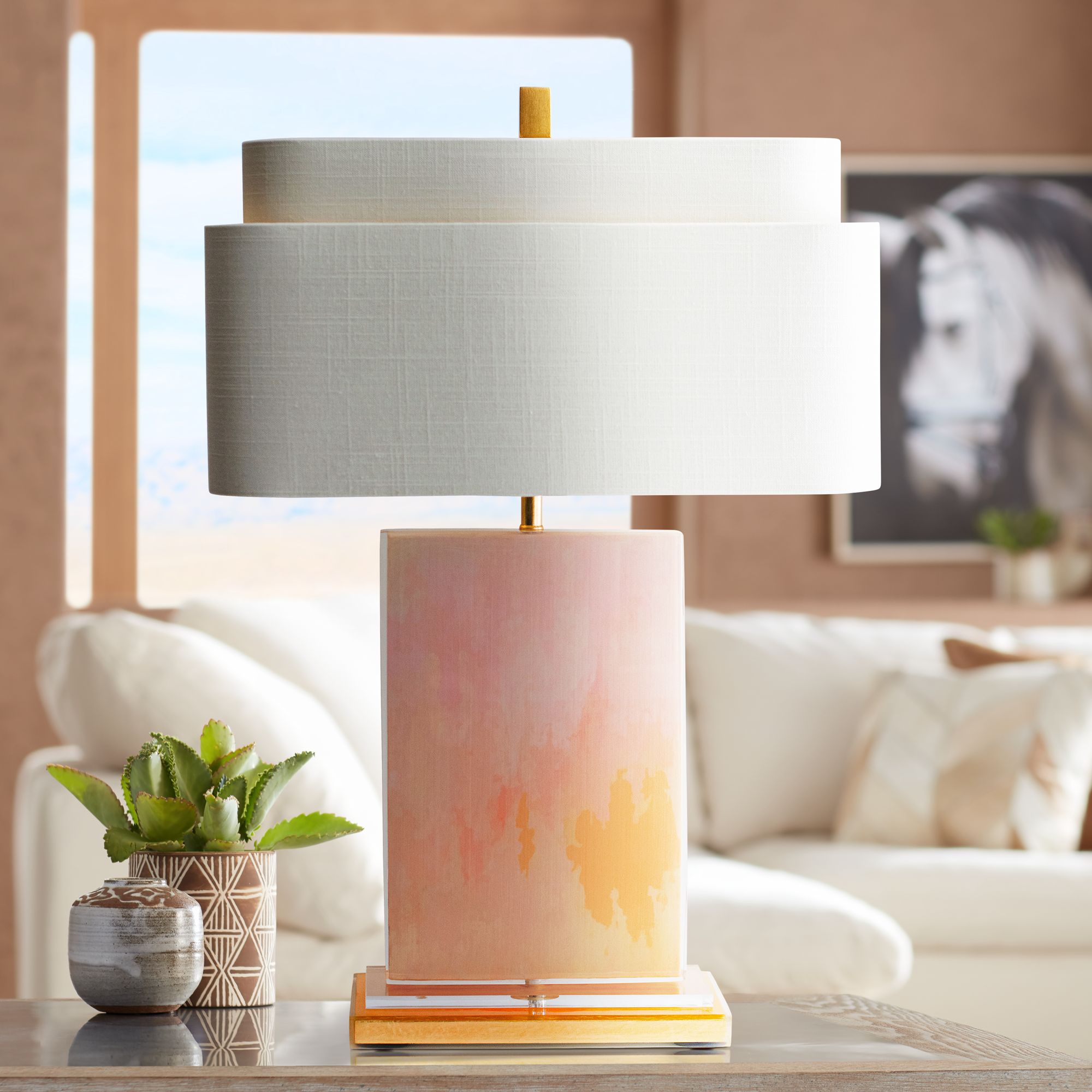 Couture Mirage Pink and Gold Table Lamp