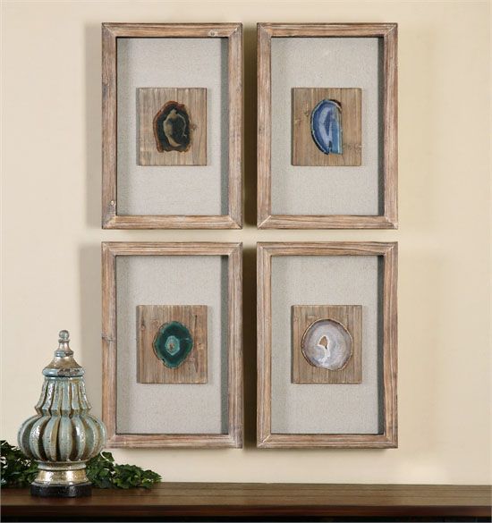 Uttermost Agate Stone 4-Piece 21" High Wall Art Set