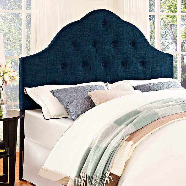 Sovereign Navy Fabric On Tufted, Tufted Arched Queen Headboard