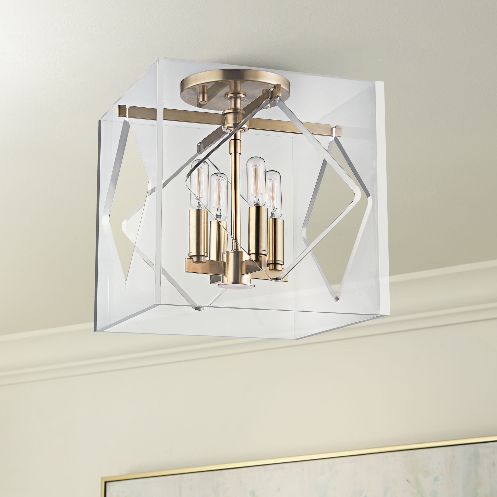 Hudson Valley Travis 12" Wide Aged Brass Ceiling Light