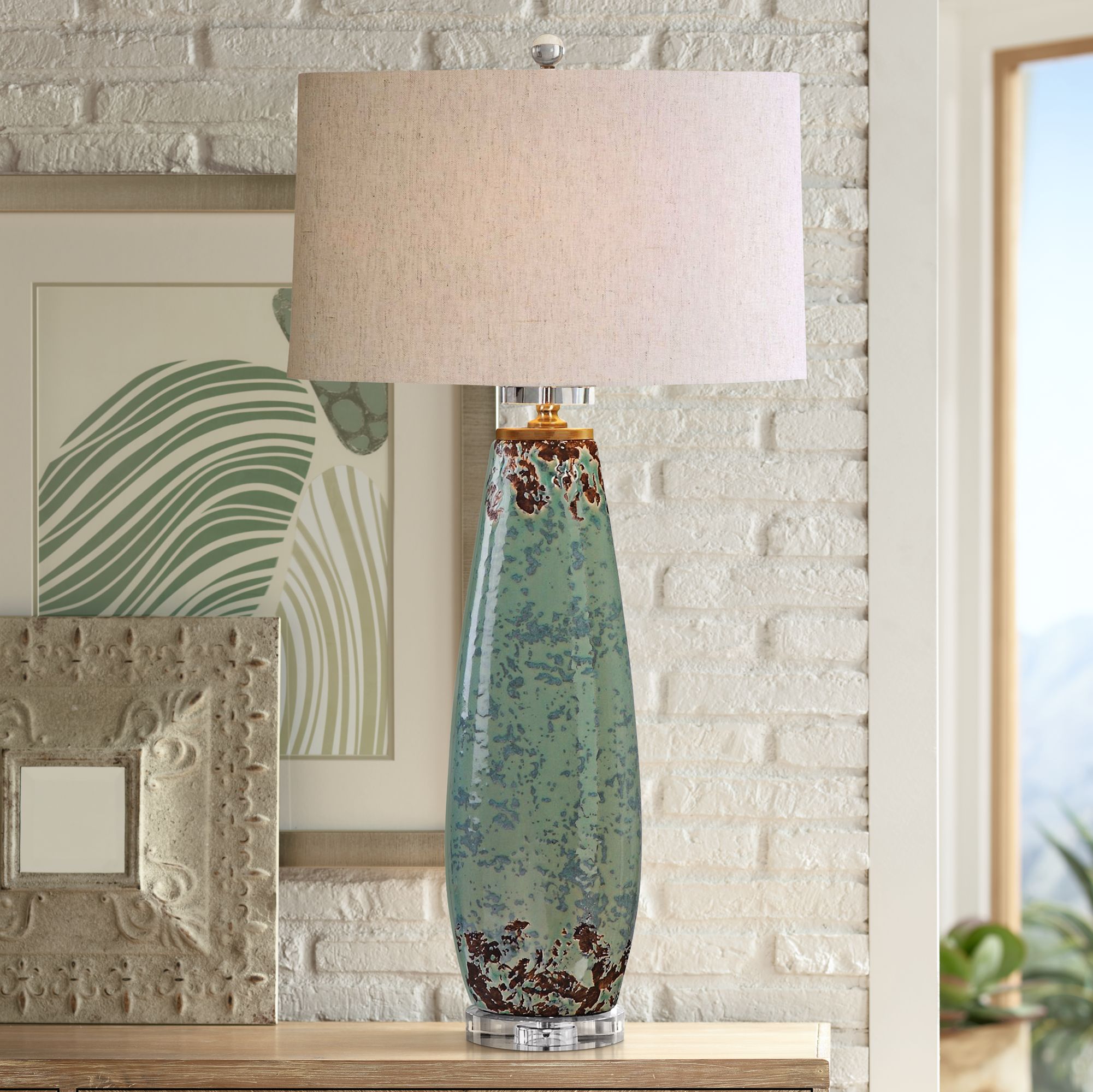 Uttermost Rovasenda Pale Mint Green Ceramic Table Lamp