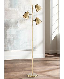 Gold 3 Lights Adjustable Floor Lamps, 3 Bulb Floor Lamp Gold