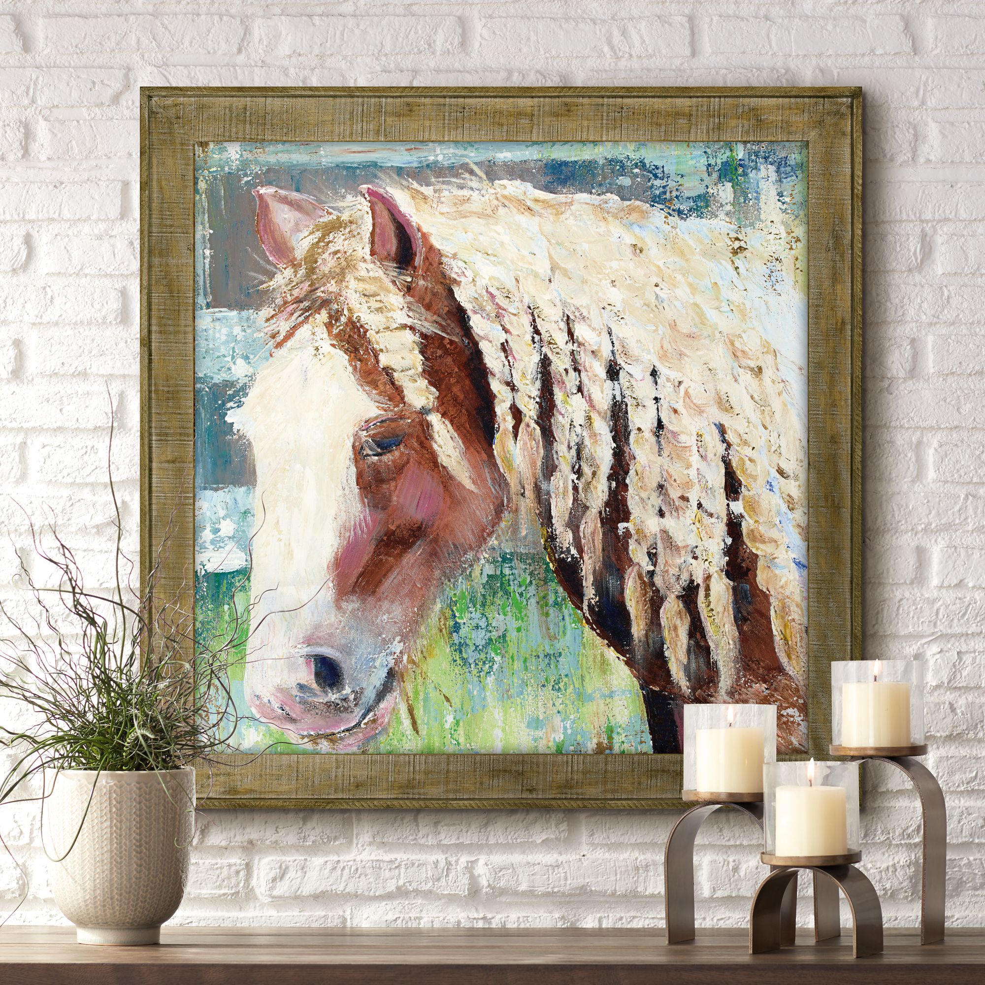Horse 29" Square Framed Canvas Wall Art