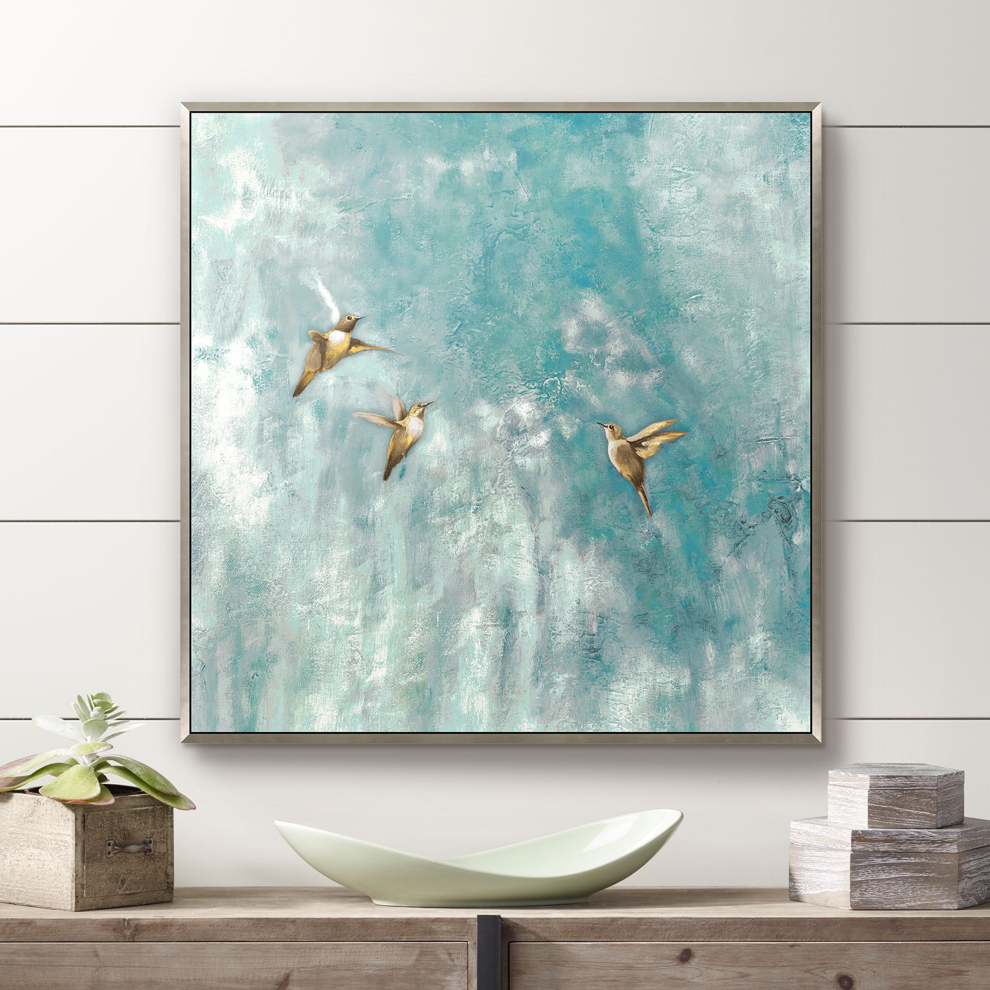 Mid Air Summit 35" Square Framed Canvas Wall Art