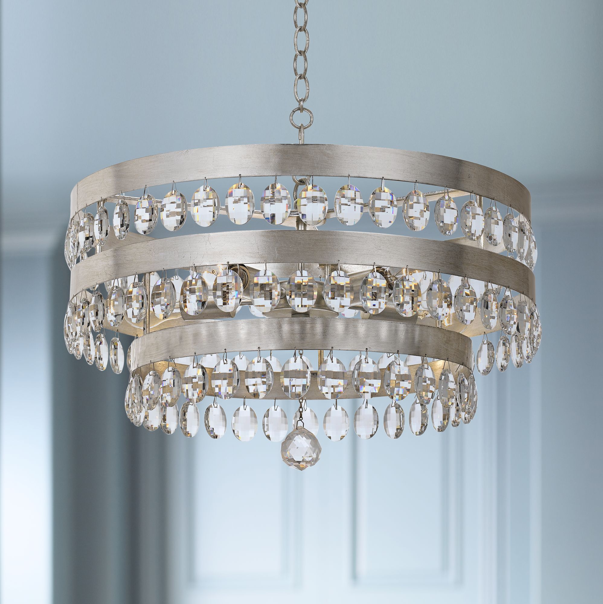 Crystorama Perla 21 3/4"W Antique Silver Crystal Chandelier