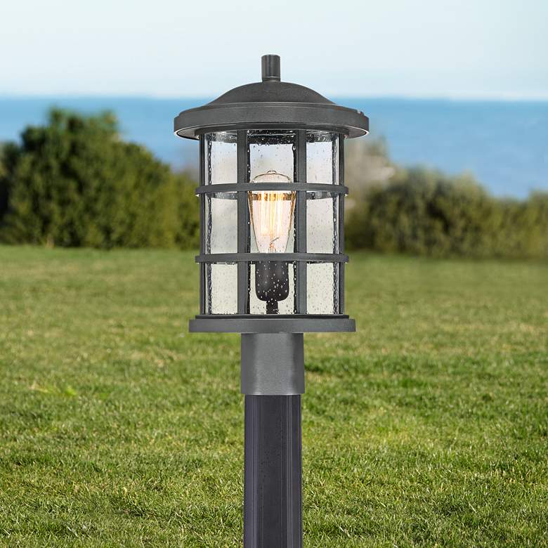 Quoizel Crusade 17 1/4&quot; Wide Earth Black Outdoor Post Light