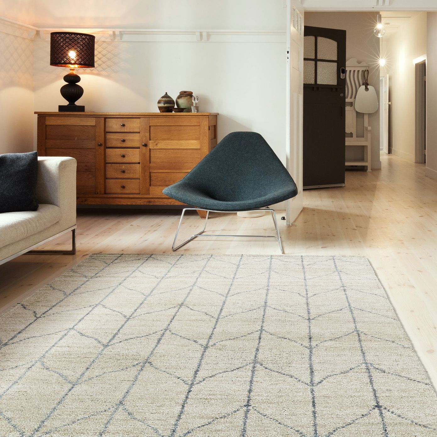 Kaleen Solitaire SOL05-29 Sand and Gray Bamboo Silk Area Rug