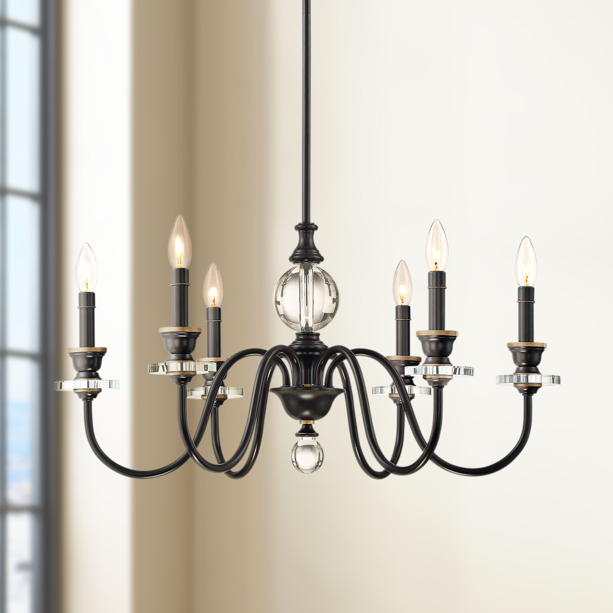 Quoizel Ceremony 28"W Palladian Bronze 6-Light Chandelier 