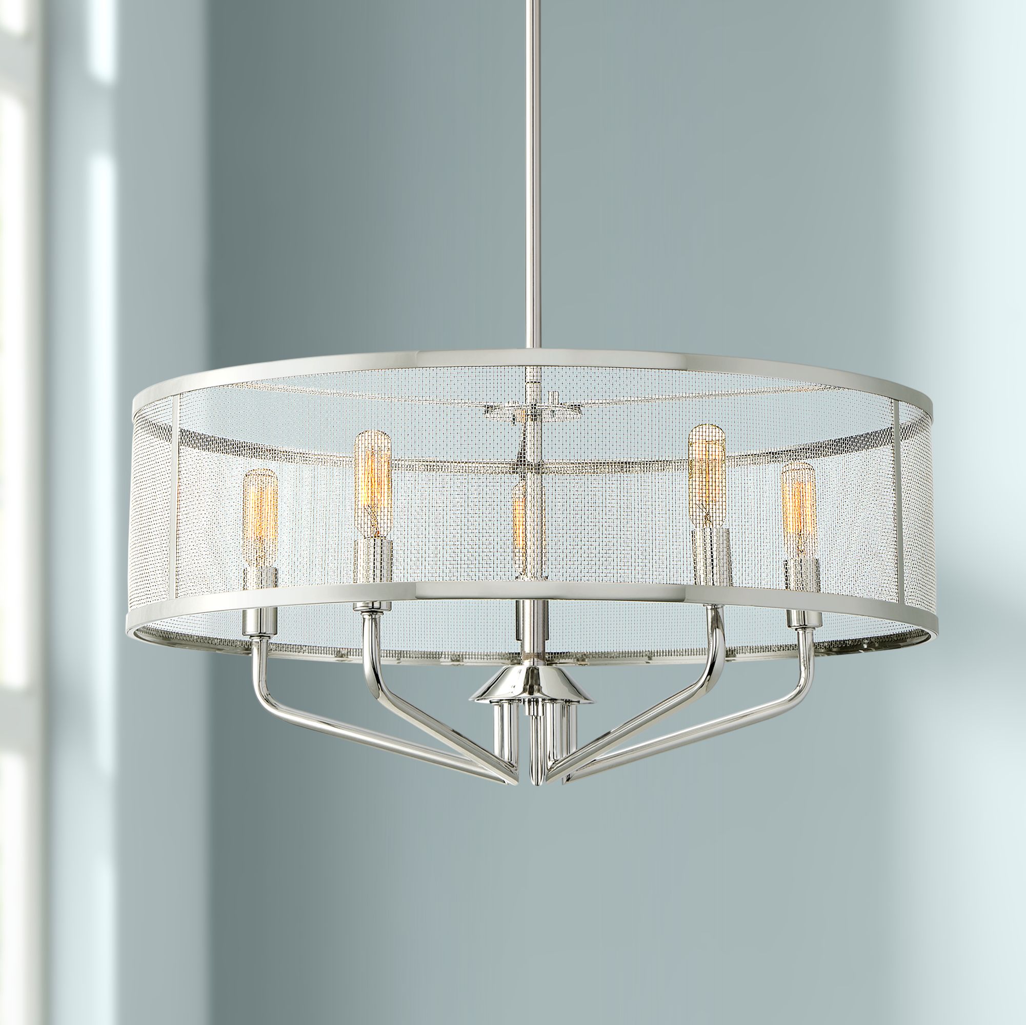 Quoizel Cityscape 22" Wide 5-Light Polished Nickel Pendant