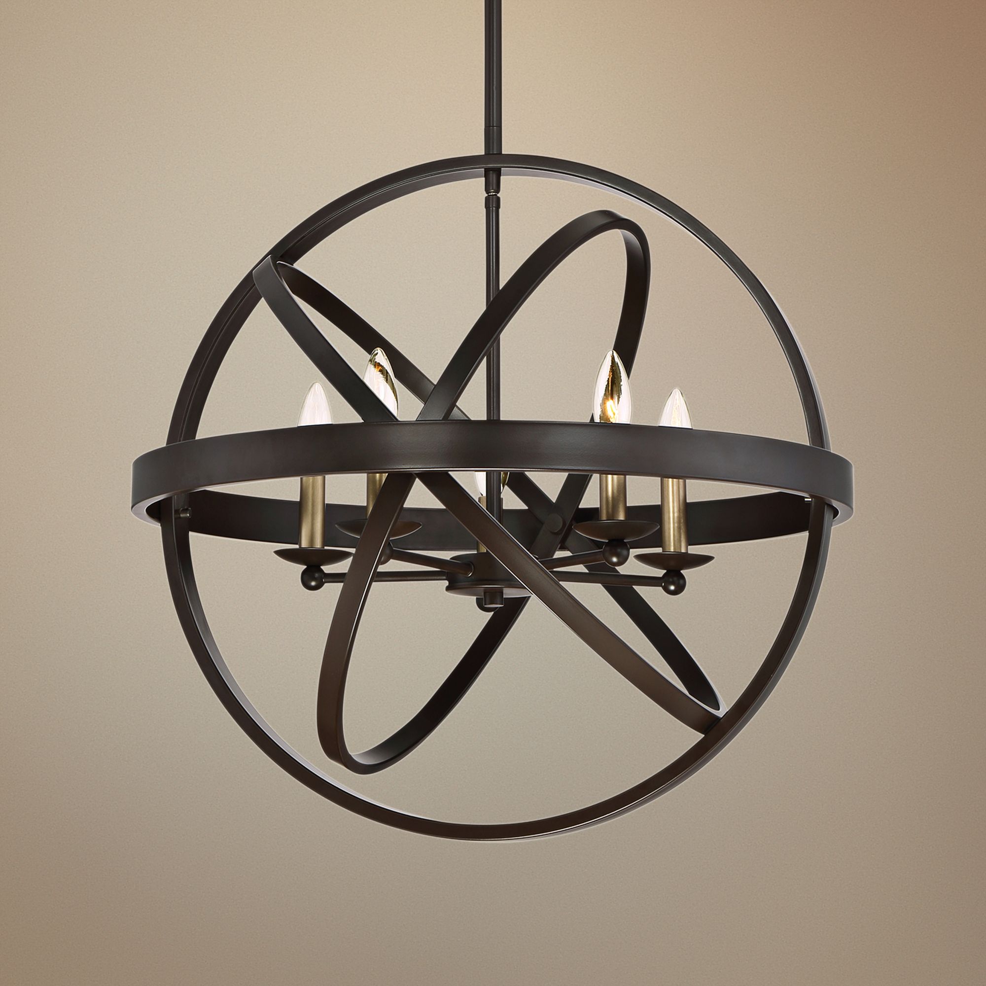 Quoizel Eons 23" Wide 5-Light Bronze Rings Orb Pendant