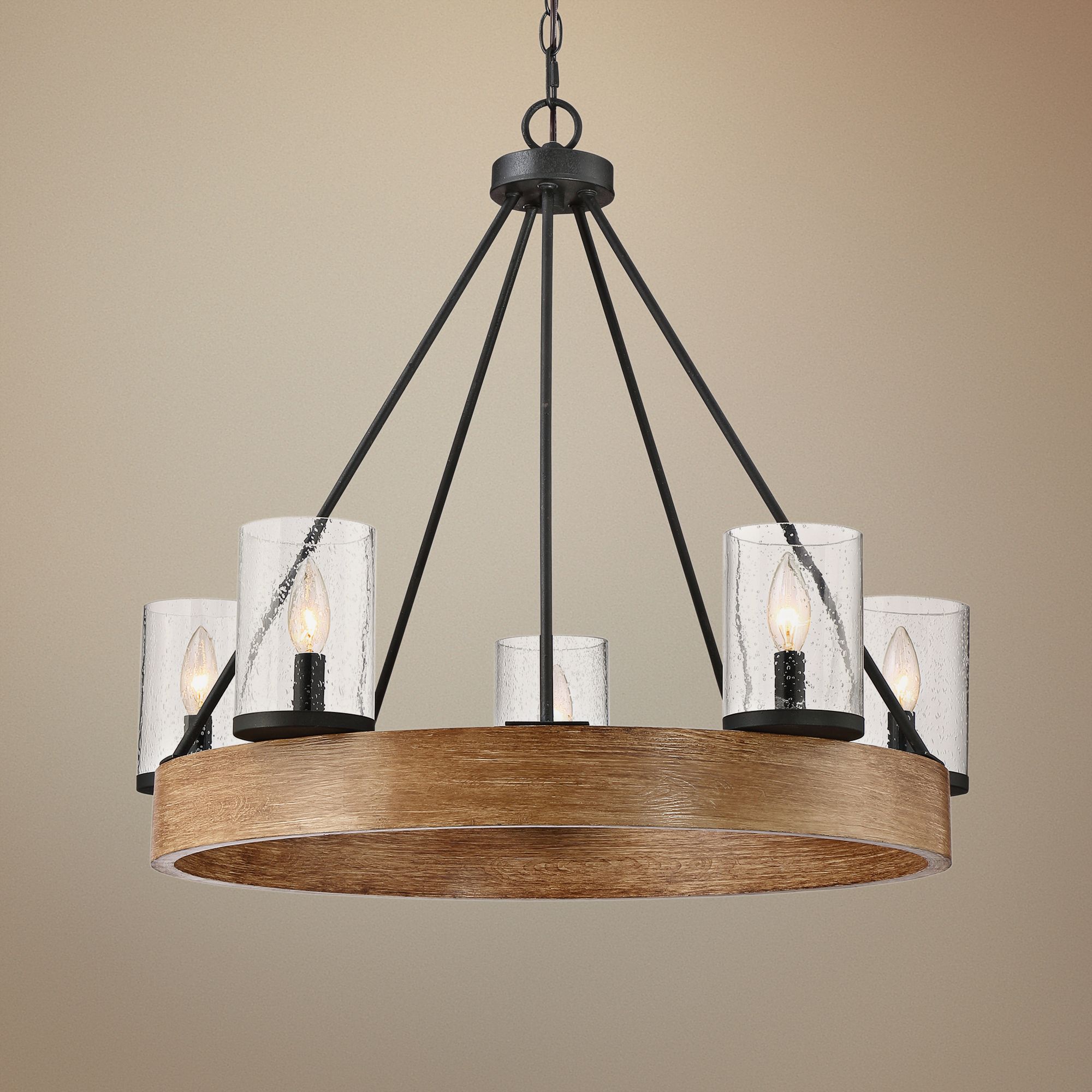Lounge 27 1/2" Wide Ash Wagon Wheel Ring Chandelier