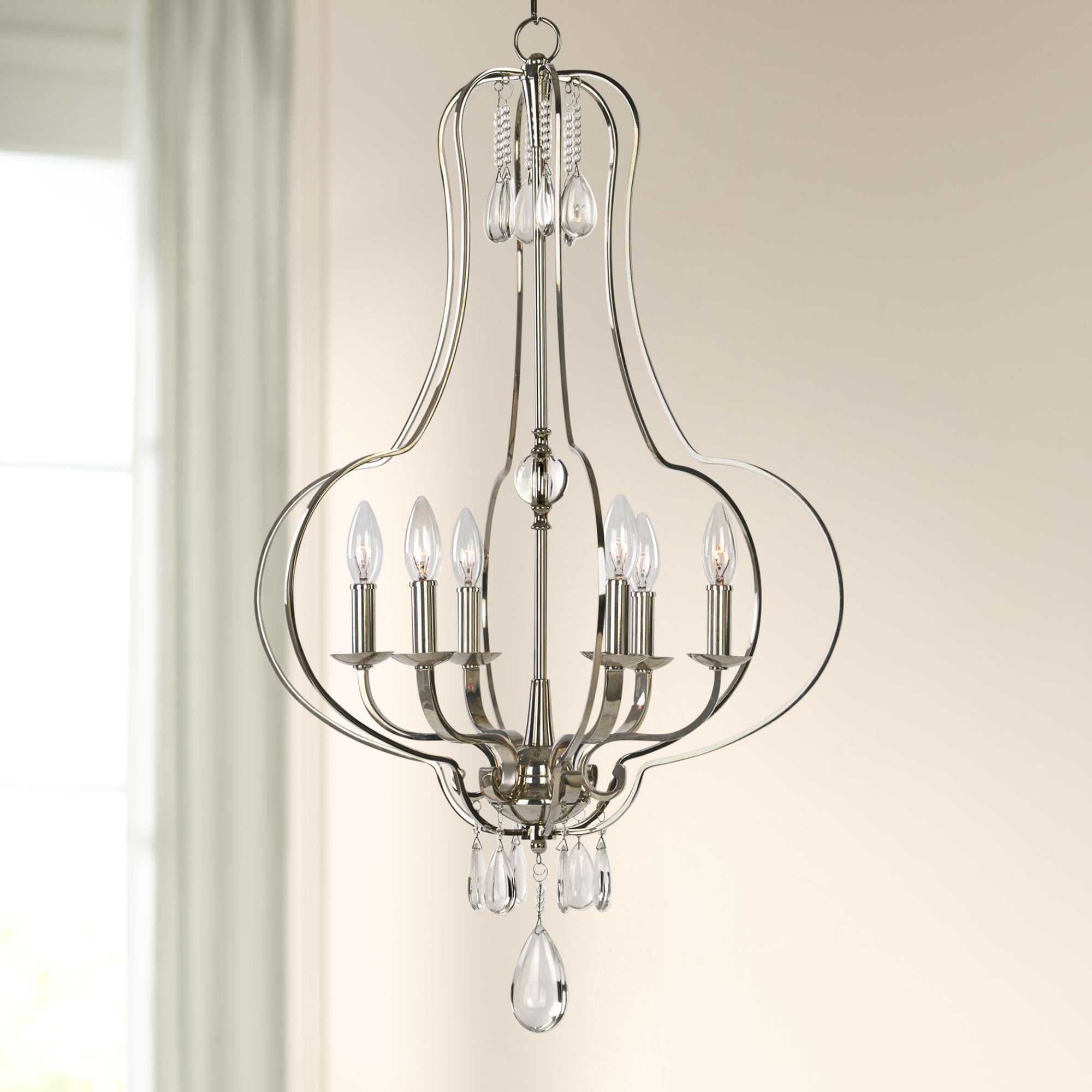 Uttermost Genie 22" Wide Polished Nickel 6Light Chandelier 20T58