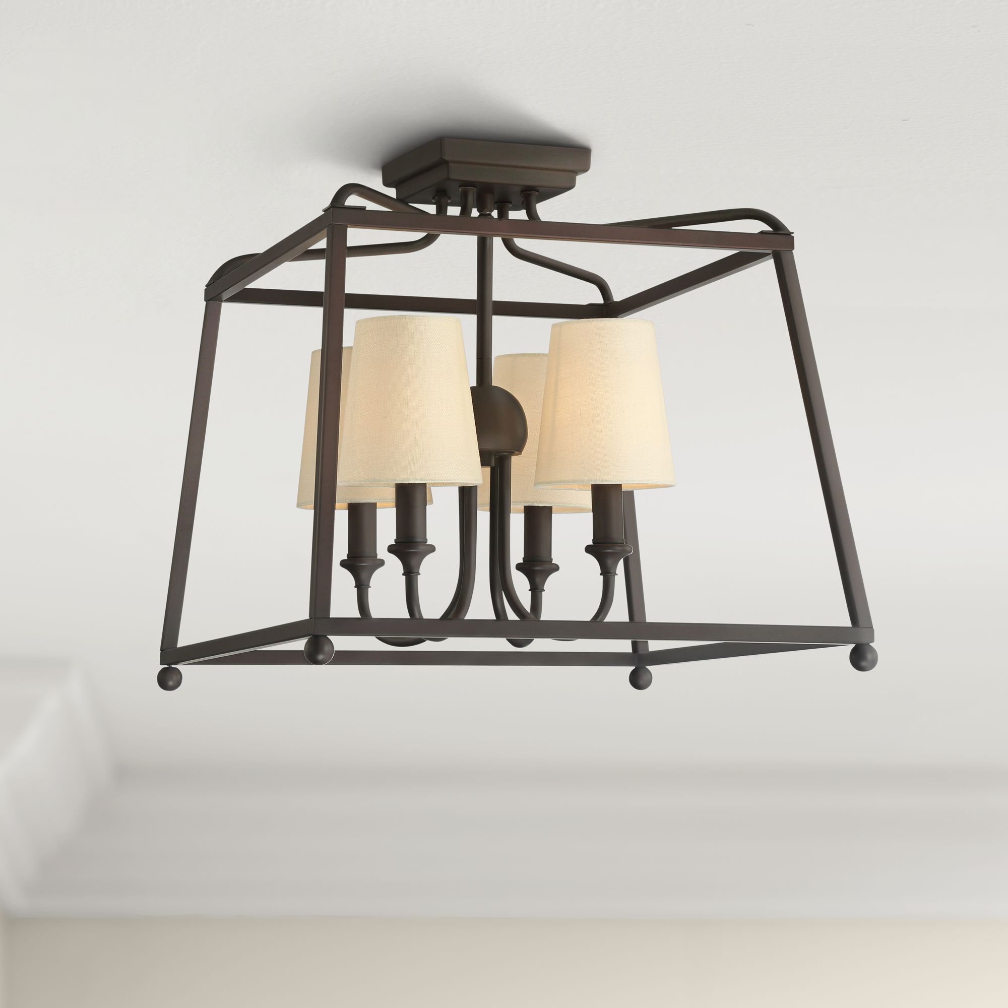Crystorama Sylvan 16" Wide 4-Light Dark Bronze Ceiling Light
