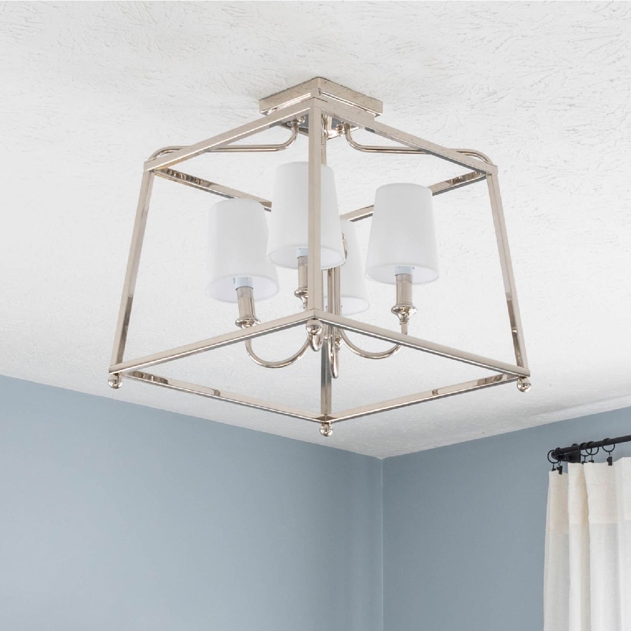 Sylvan 16" Wide Nickel Open Cage Ceiling Light