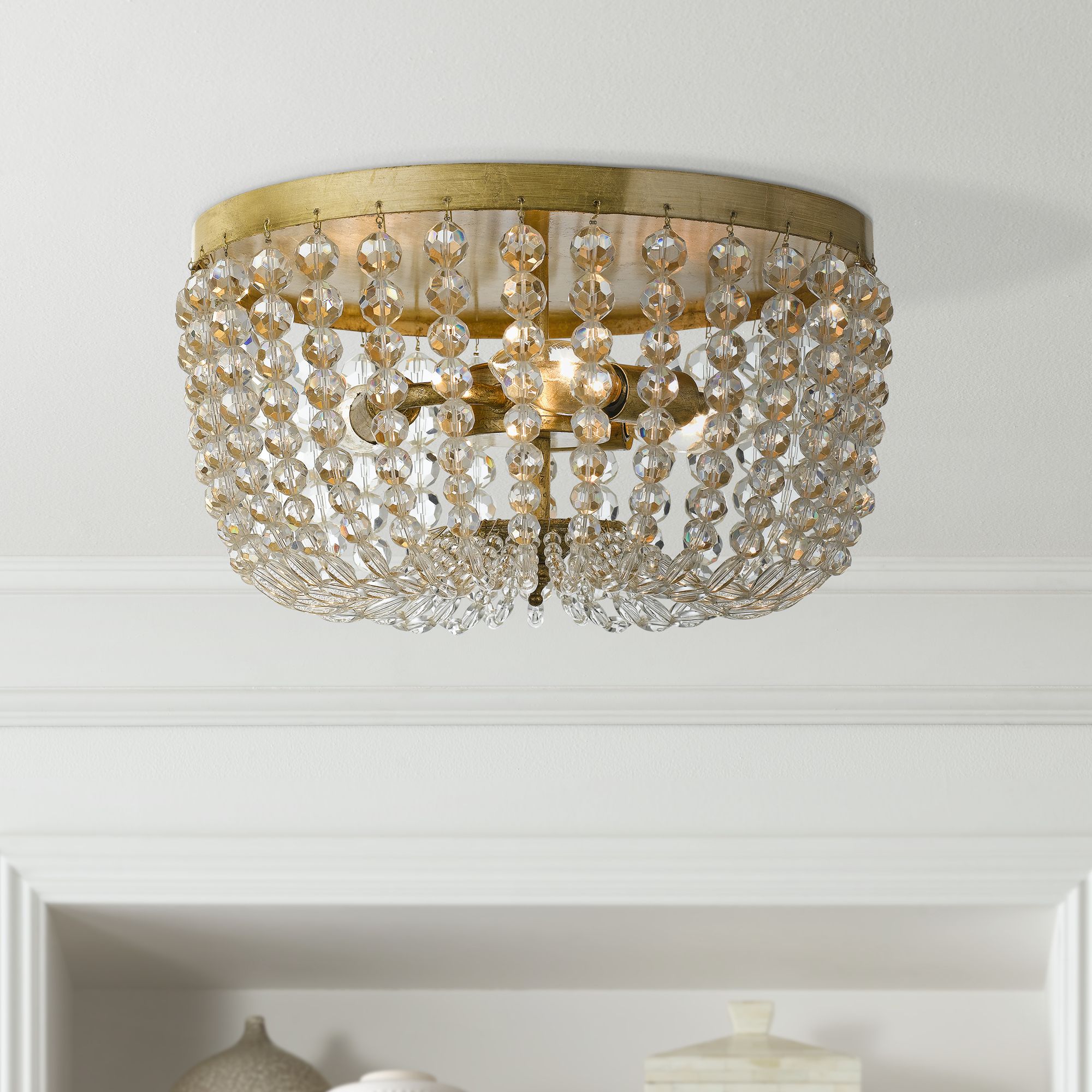 Crystorama Rylee 12 1/2" Wide 3-Light Antique Gold Ceiling Light