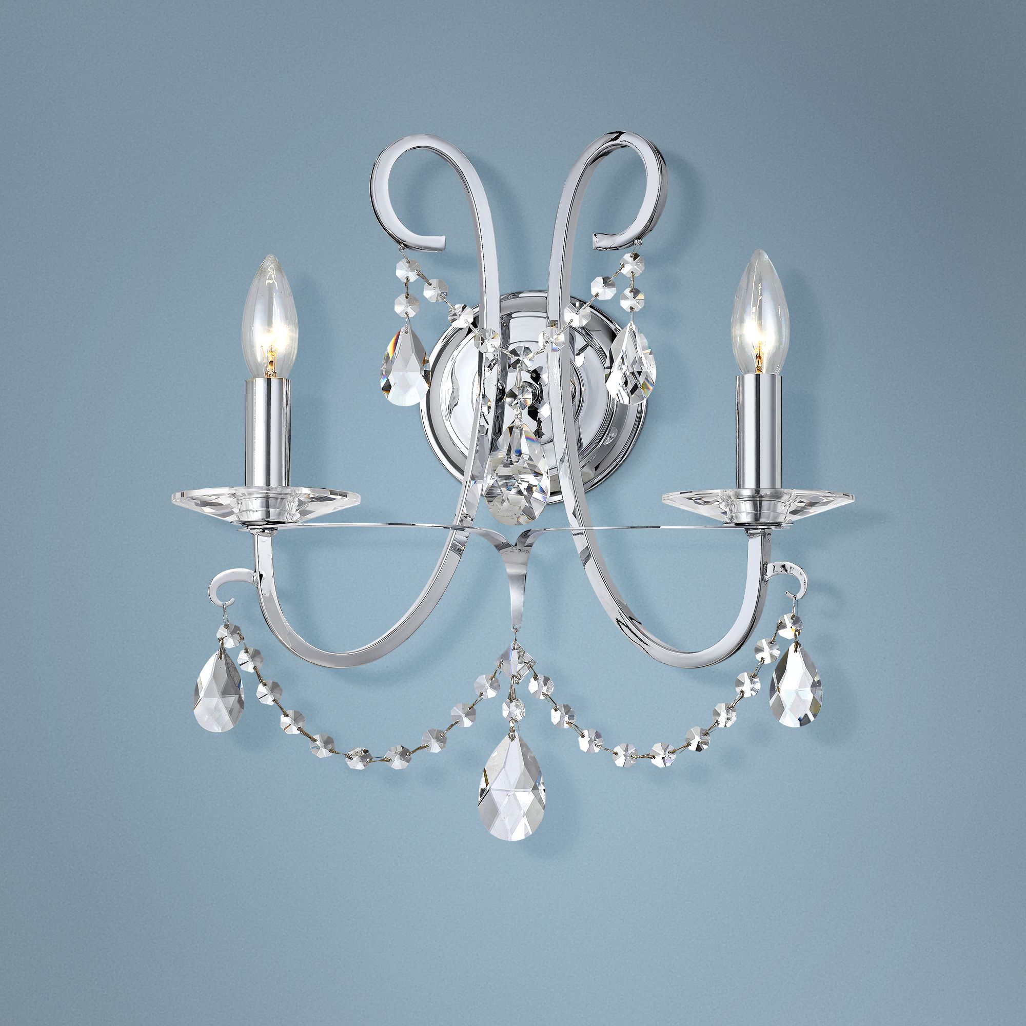 Othello 15 3/4" High Chrome Swarovski Crystal Wall Sconce