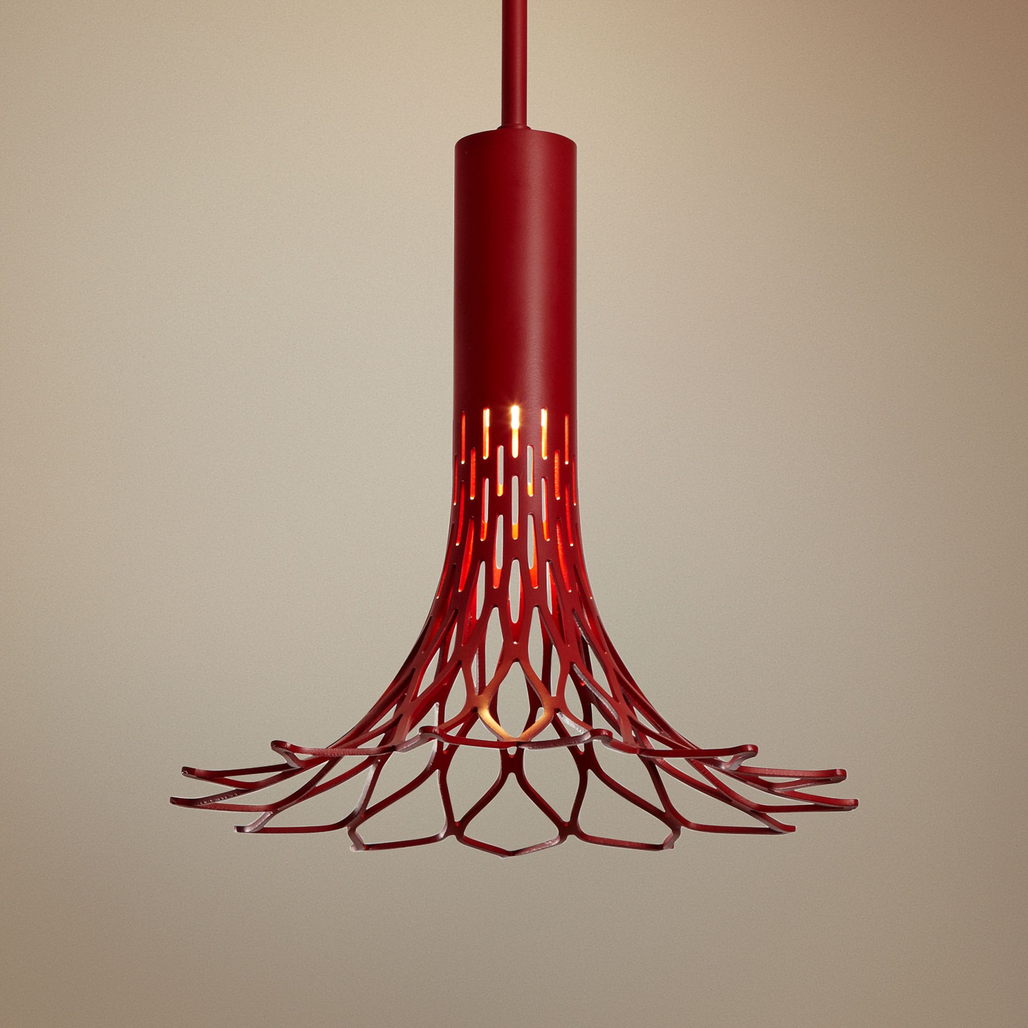 Vermont Modern Full Bloom 9 1/2"W Satin Red Mini Pendant