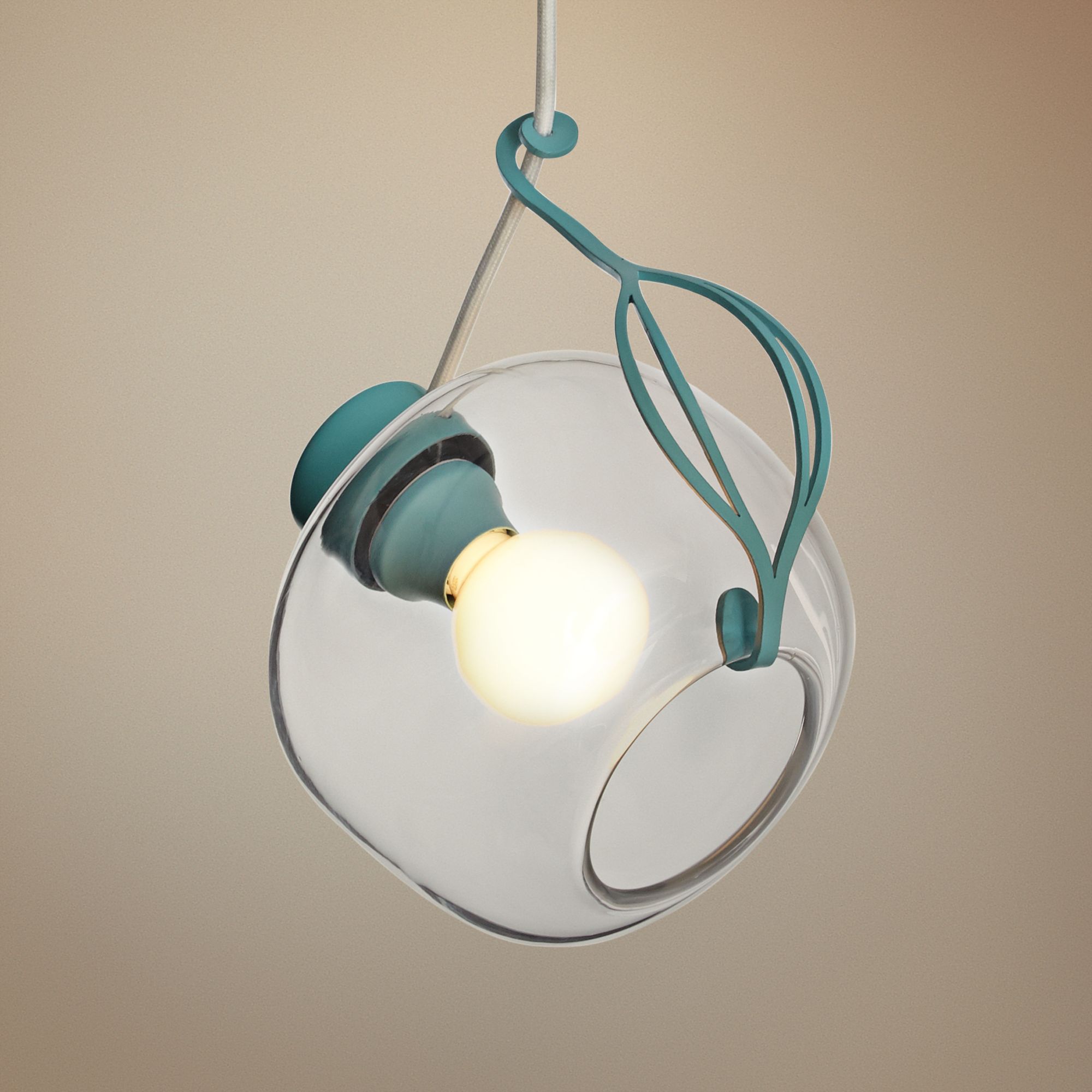 Sinker 9 1/2" Wide Satin Aqua and Clear Glass Mini Pendant 20Y08