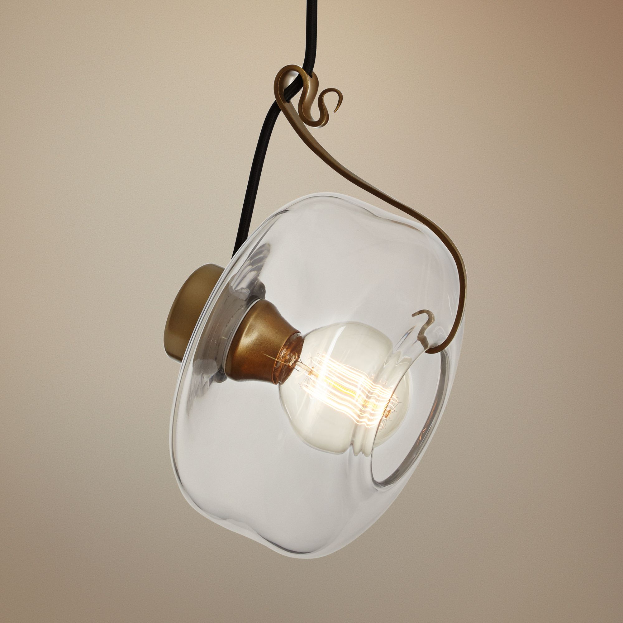 Hook 8 3/4 Wide Gold and Clear Glass Mini Pendant