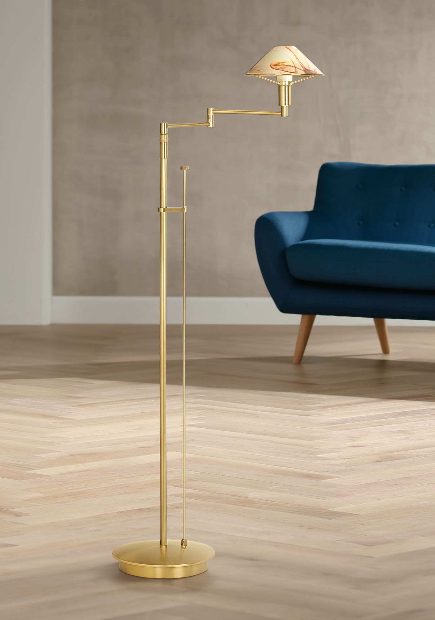 Holtkoetter Alabaster Shade Adjustable Swing Arm Floor Lamp 21878