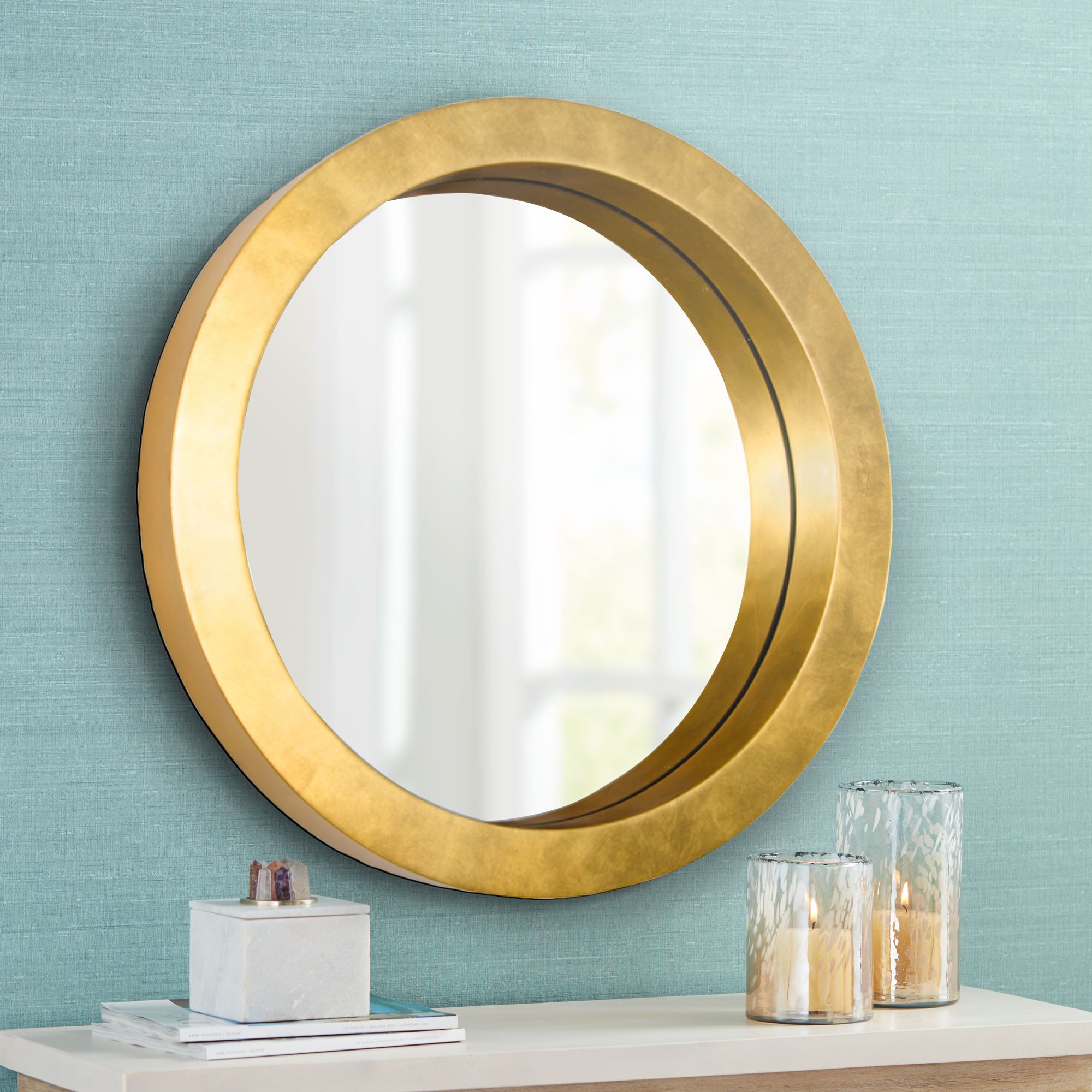 Varaluz Casa Ringleader Gold Leaf 23 1/2" Round Wall Mirror