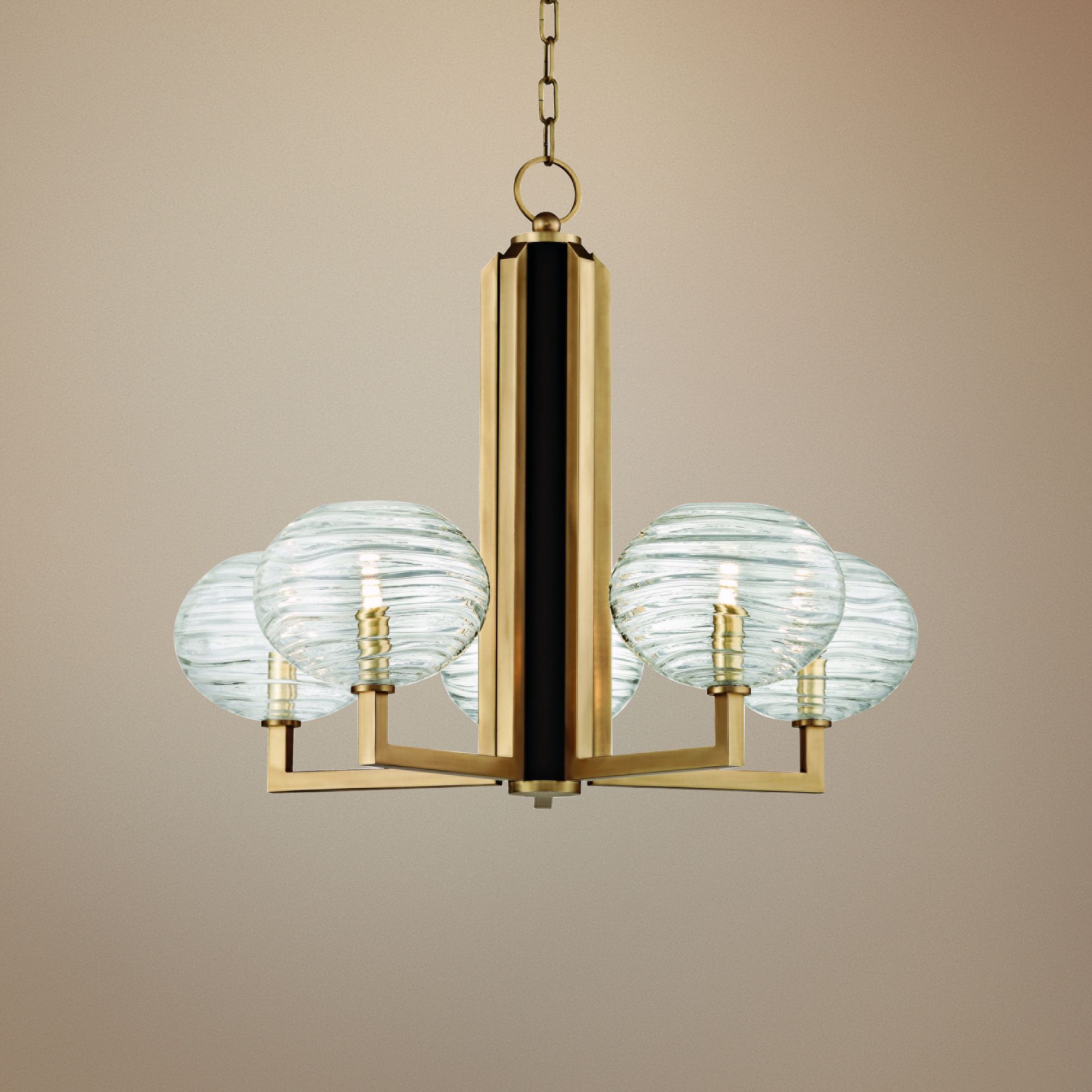 Hudson Valley Breton 30" Wide Aged Brass 5-LED Chandelier