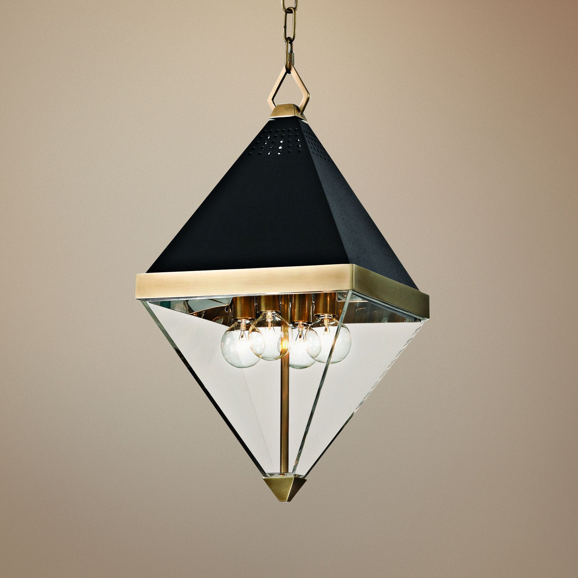 Coltrane 10" Wide Aged Brass and Black 4-Light Mini Pendant
