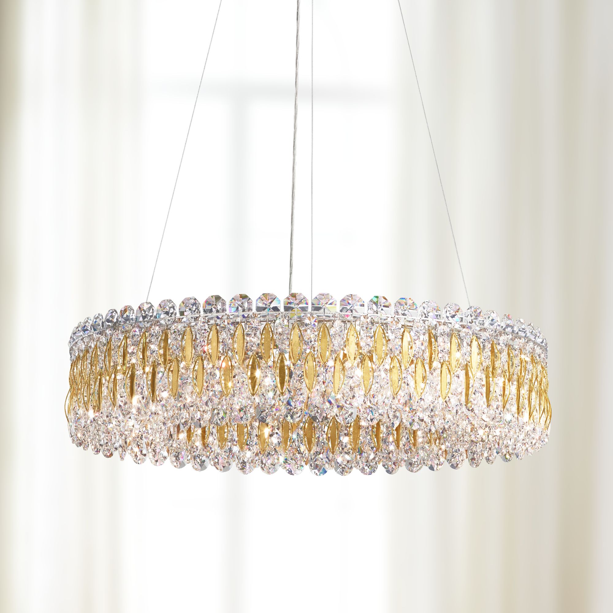 Schonbek Sarella 24" Wide Heirloom Gold and Crystal Pendant