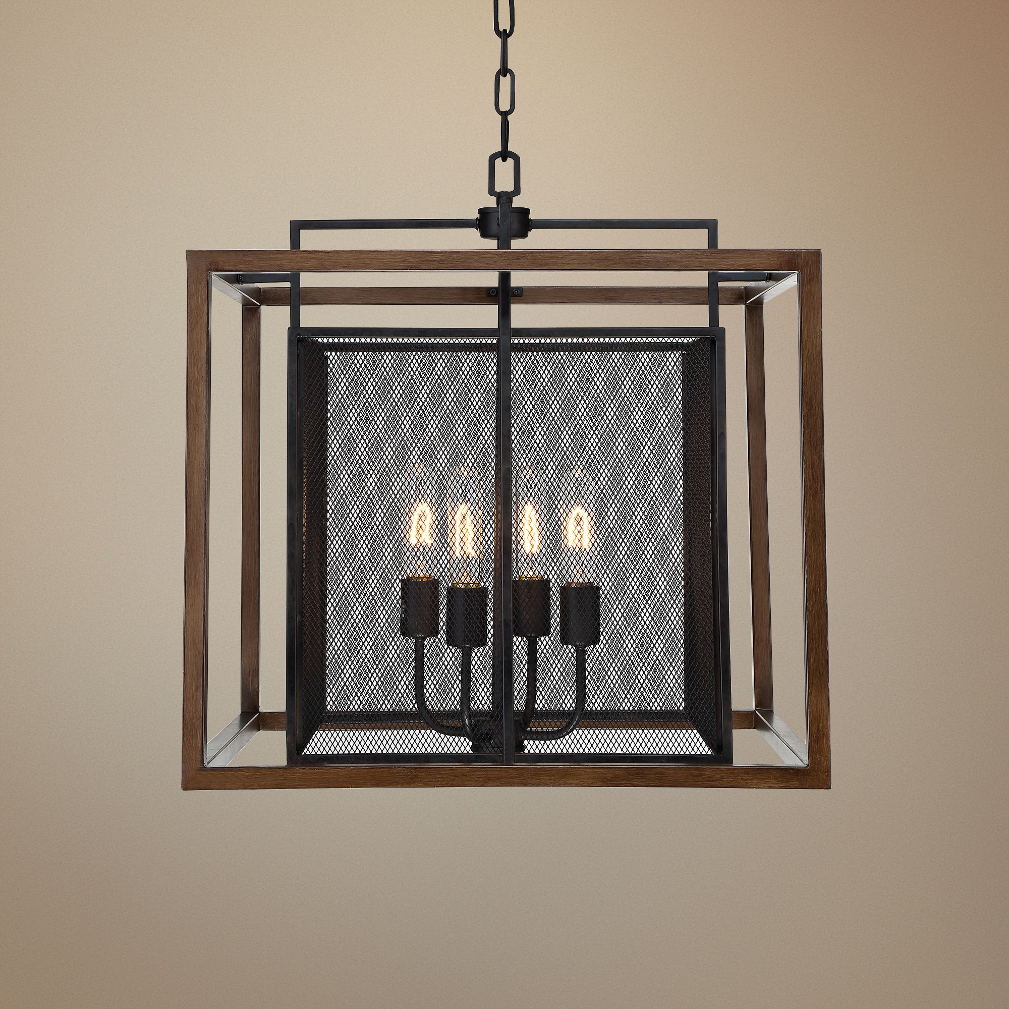 Varaluz Rio Lobo 22"W Dark Oak with Black 4-Light Pendant