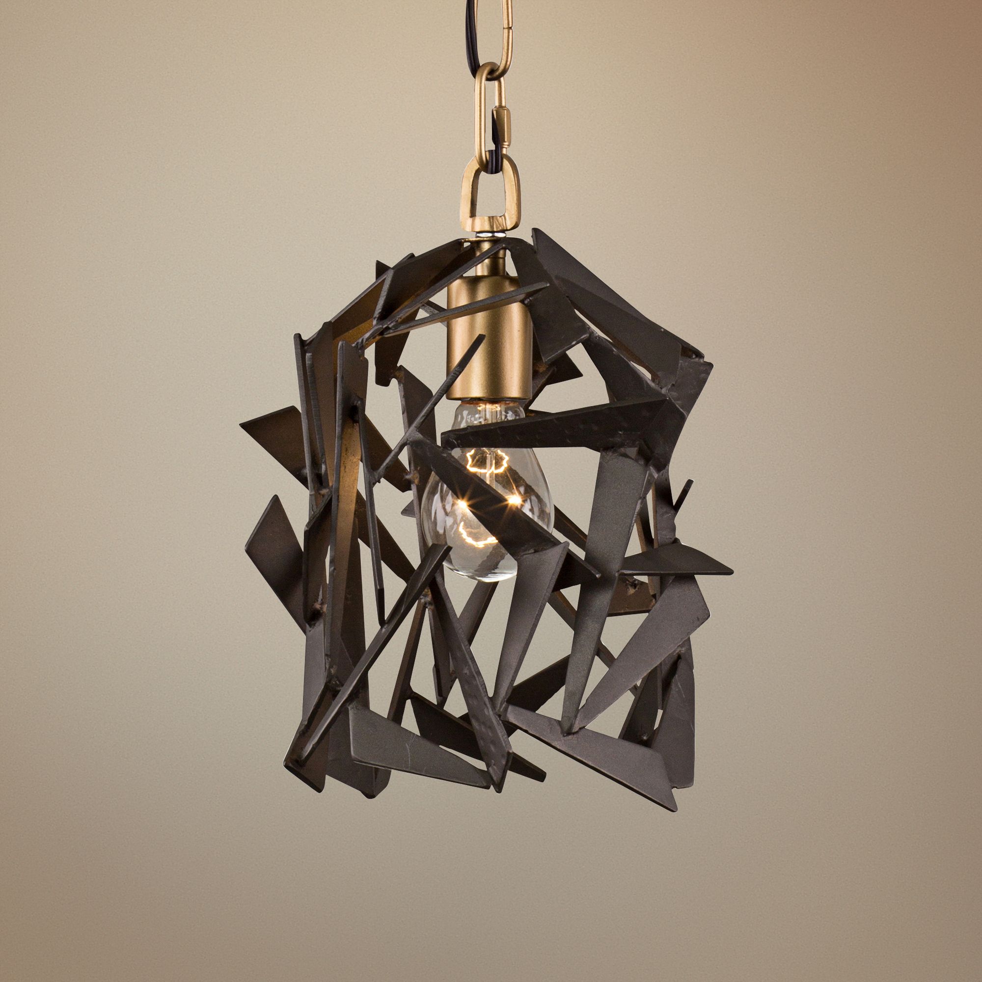 Bermuda 8" Wide Antique Gold with Rustic Bronze Mini Pendant