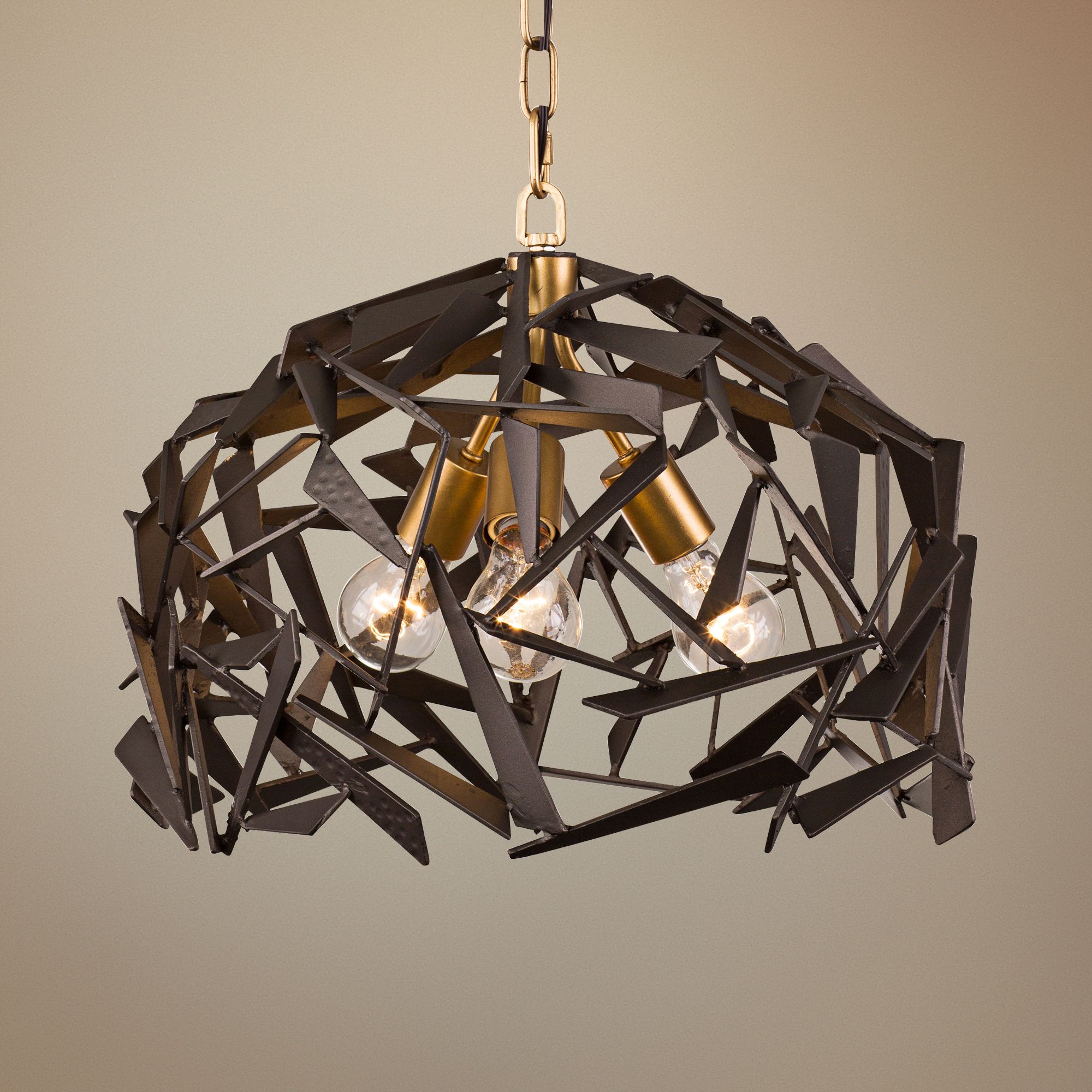 Bermuda 18"W Antique Gold with Rustic Bronze 3-Light Pendant