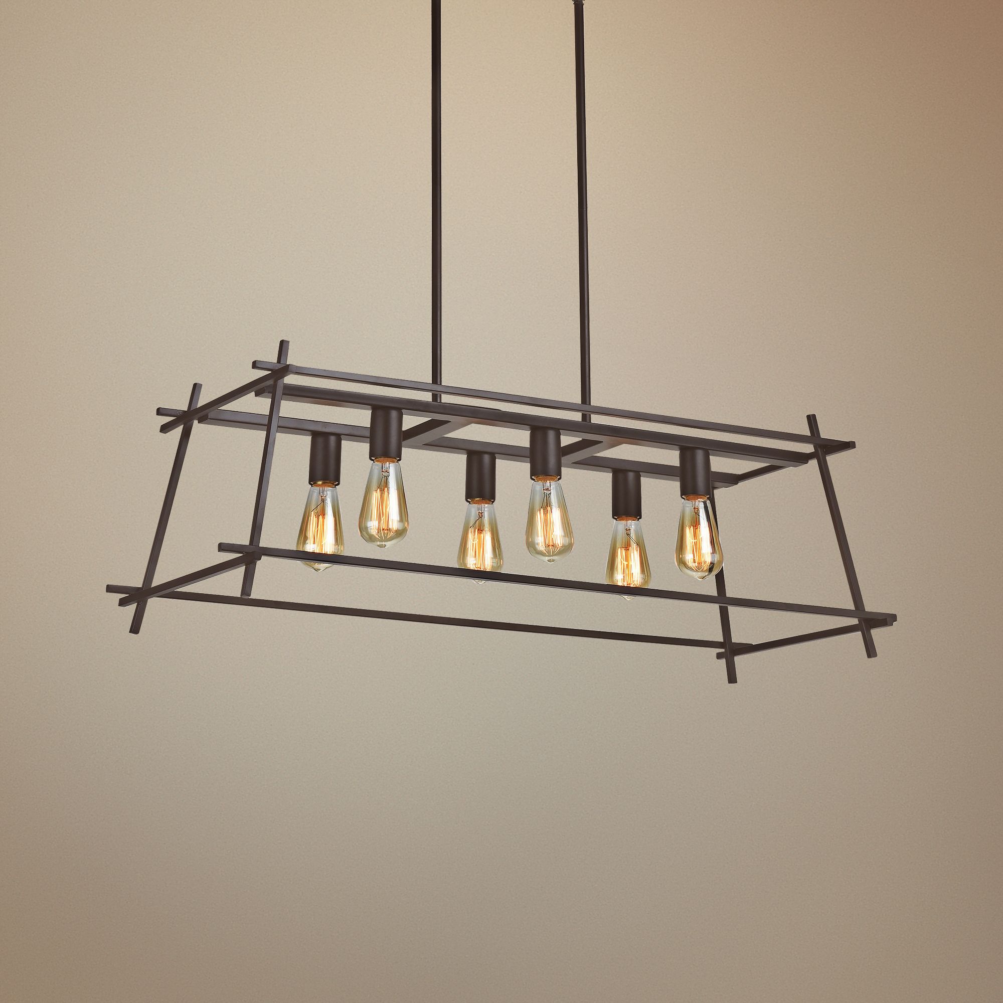 Hashtag 36"W New Bronze 6-Light Kitchen Island Light Pendant