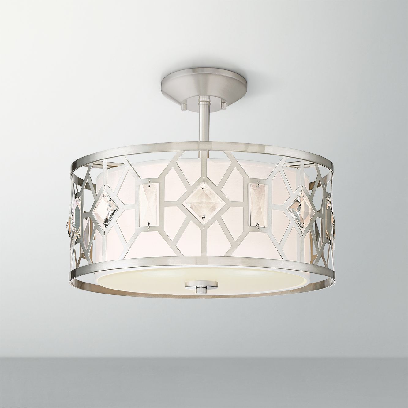 Brentwood 15 1/2" Wide Satin Platinum 2-Light Ceiling Light