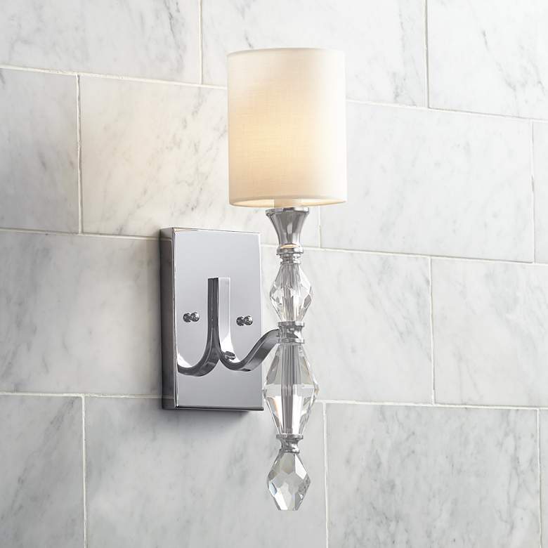Evi 16 1/2&quot; High Chrome and Crystal Wall Sconce