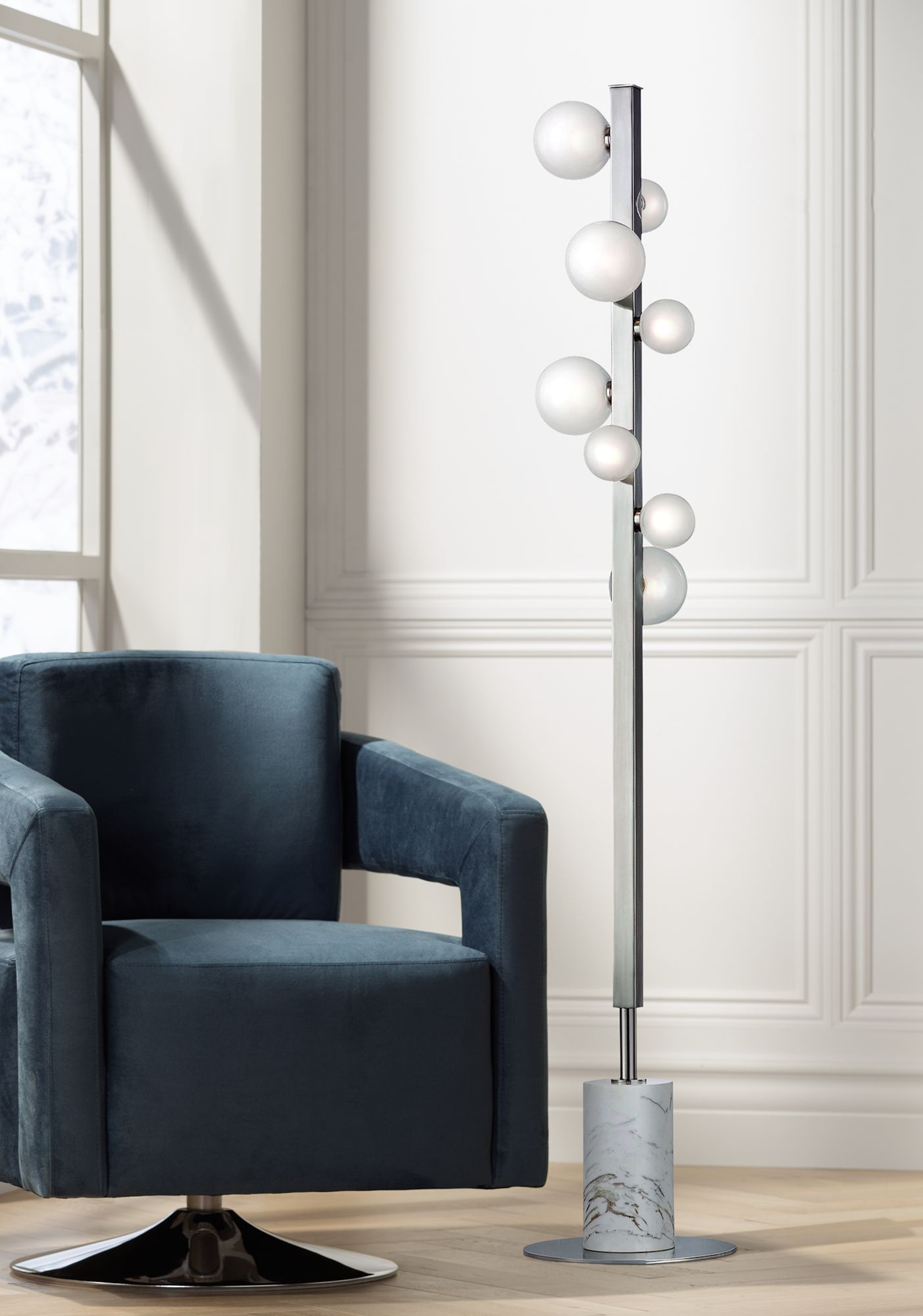 Hudson Valley Mini Hinsdale Polished Nickel 8-LED Floor Lamp