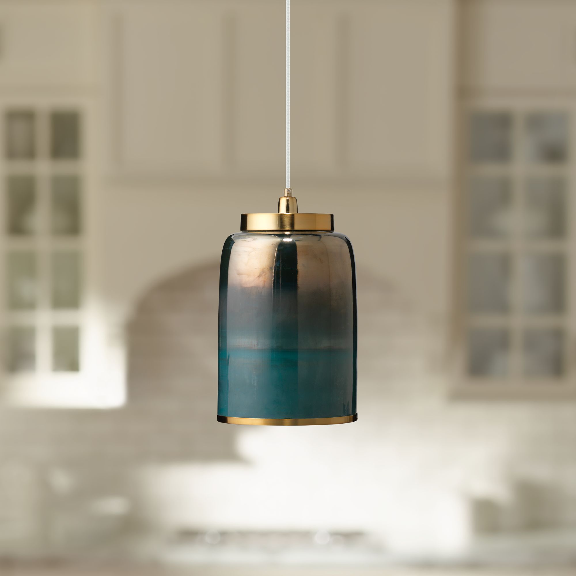 Vapor 8 1/2" Wide Aqua Metallic Glass Medium Mini Pendant 