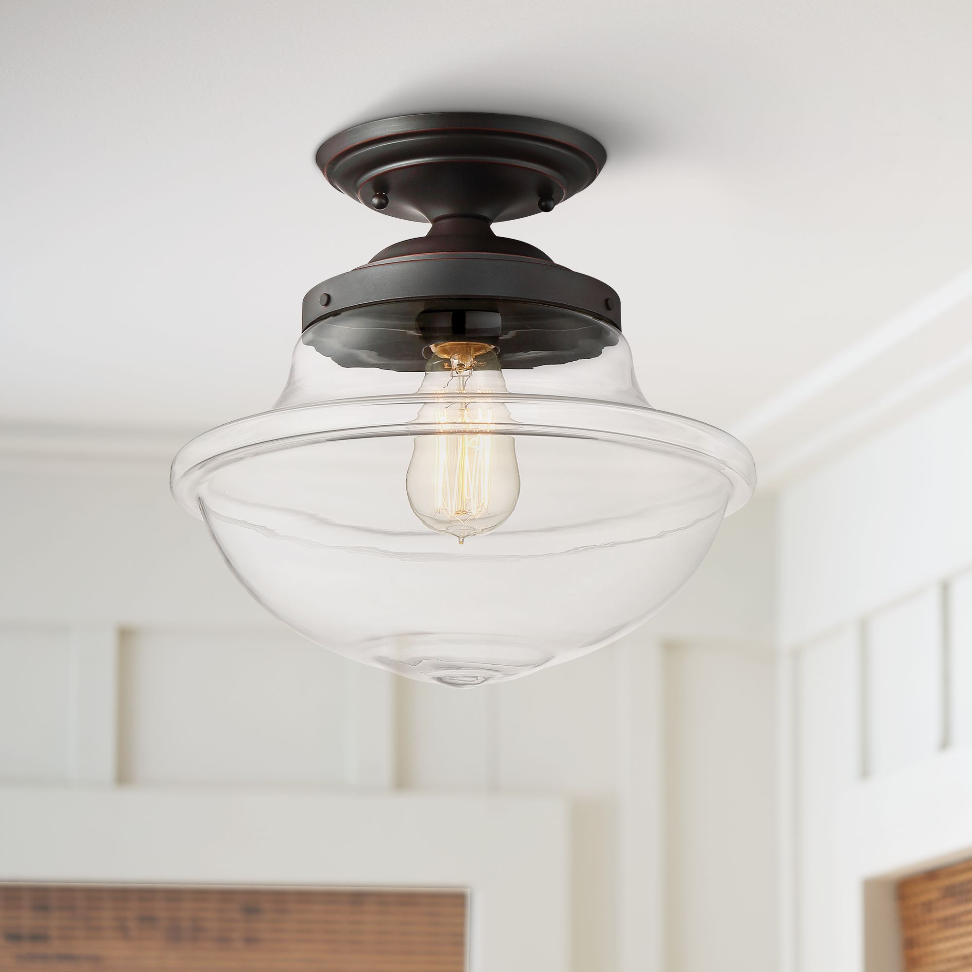 Foundry 12" Wide Satin Bronze Ceiling Light