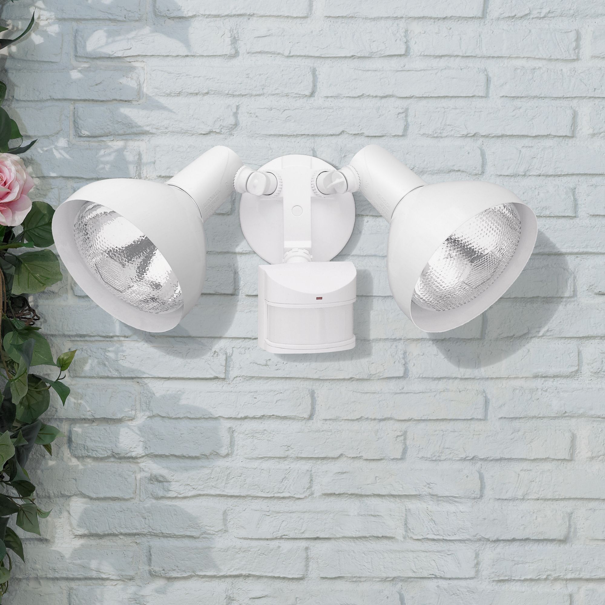 Two Light White Adjustable Outdoor Motion Sensor Lights