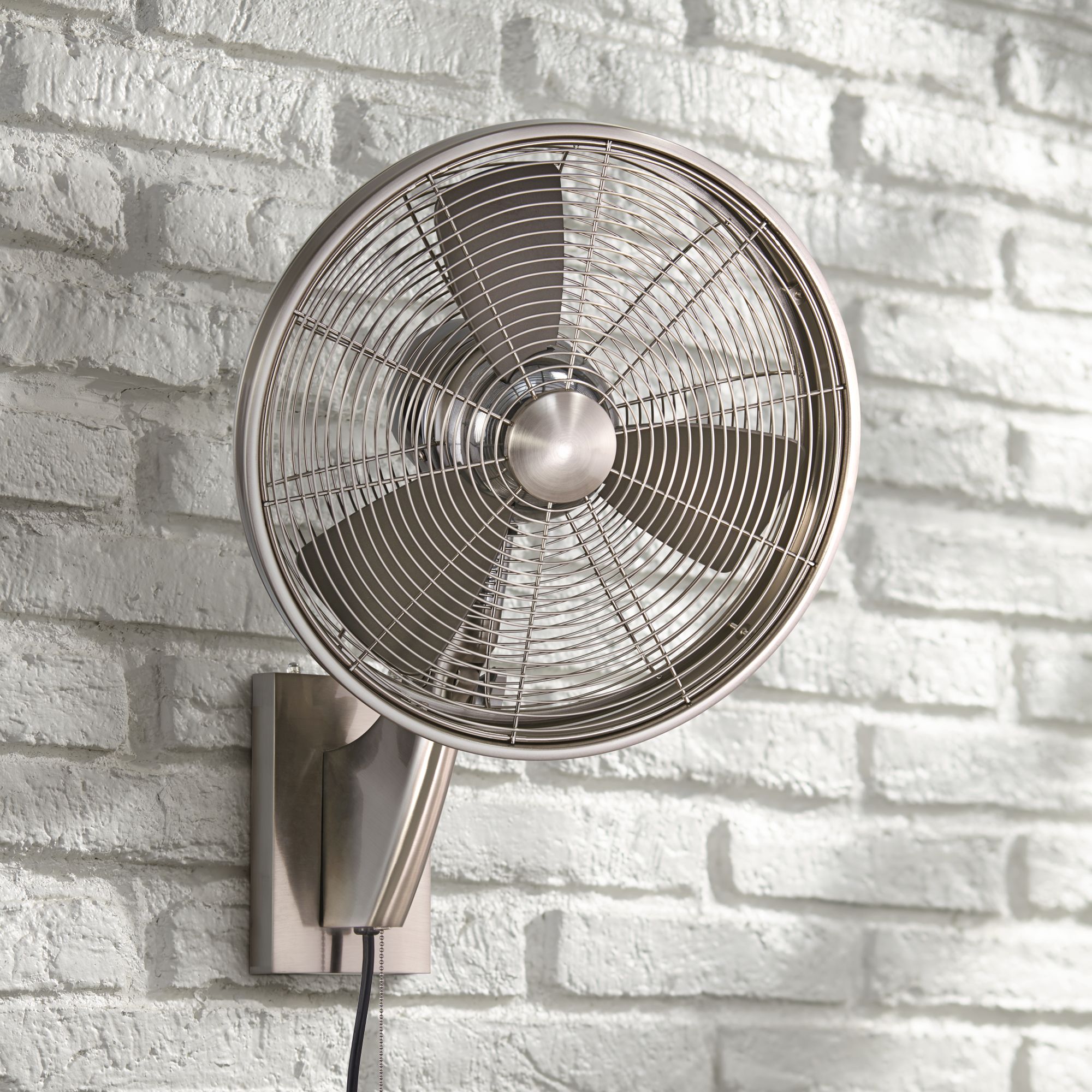 15" Minka Aire Anywhere Brushed Nickel Oscillating PlugIn Wall Fan