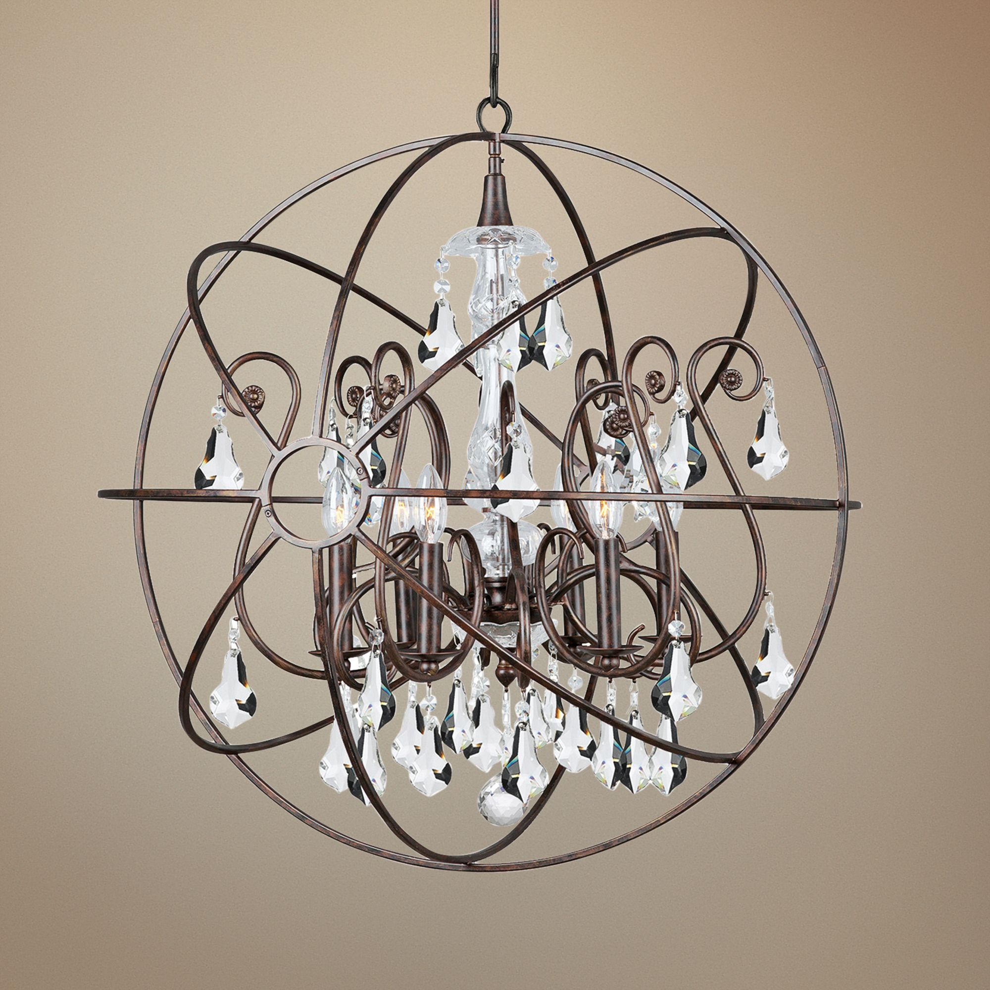 Crystorama Solaris 28" Wide English Bronze 6-Light Pendant