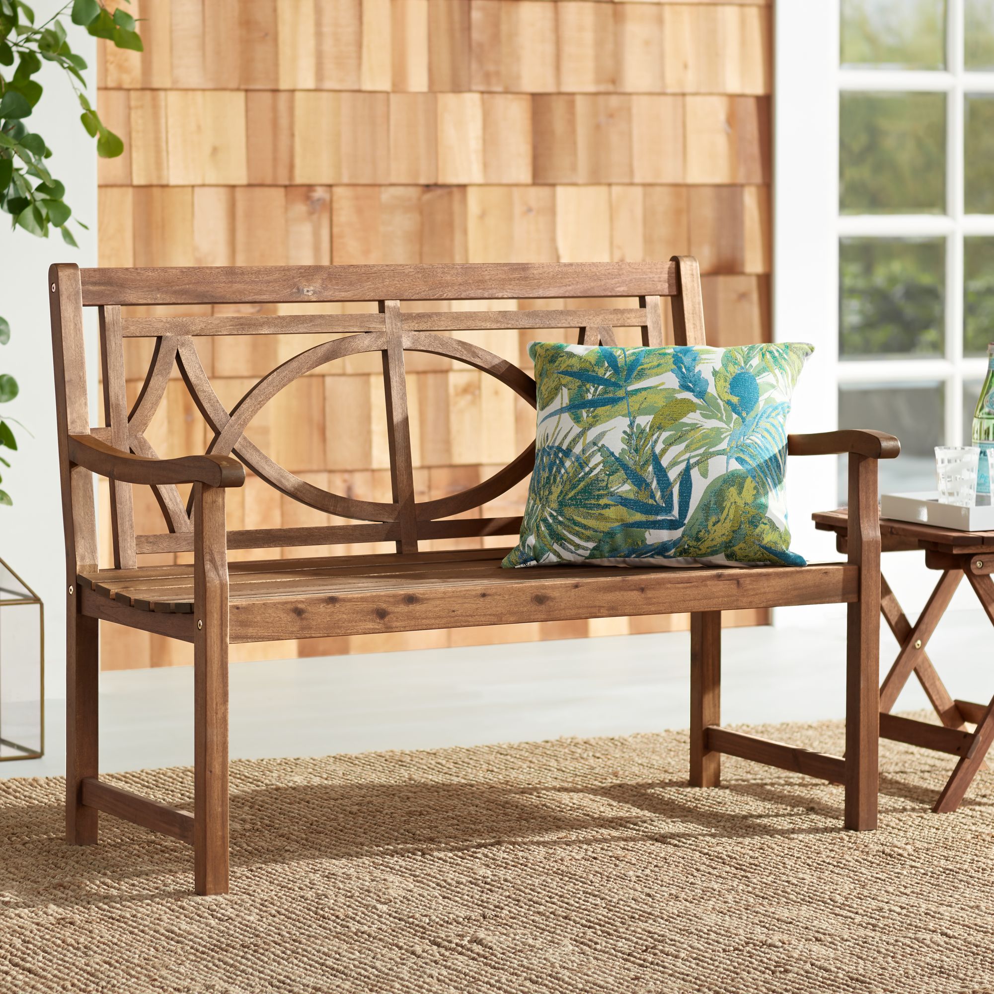 Noah 47 1/4" Wide Natural Wood Outdoor Bench